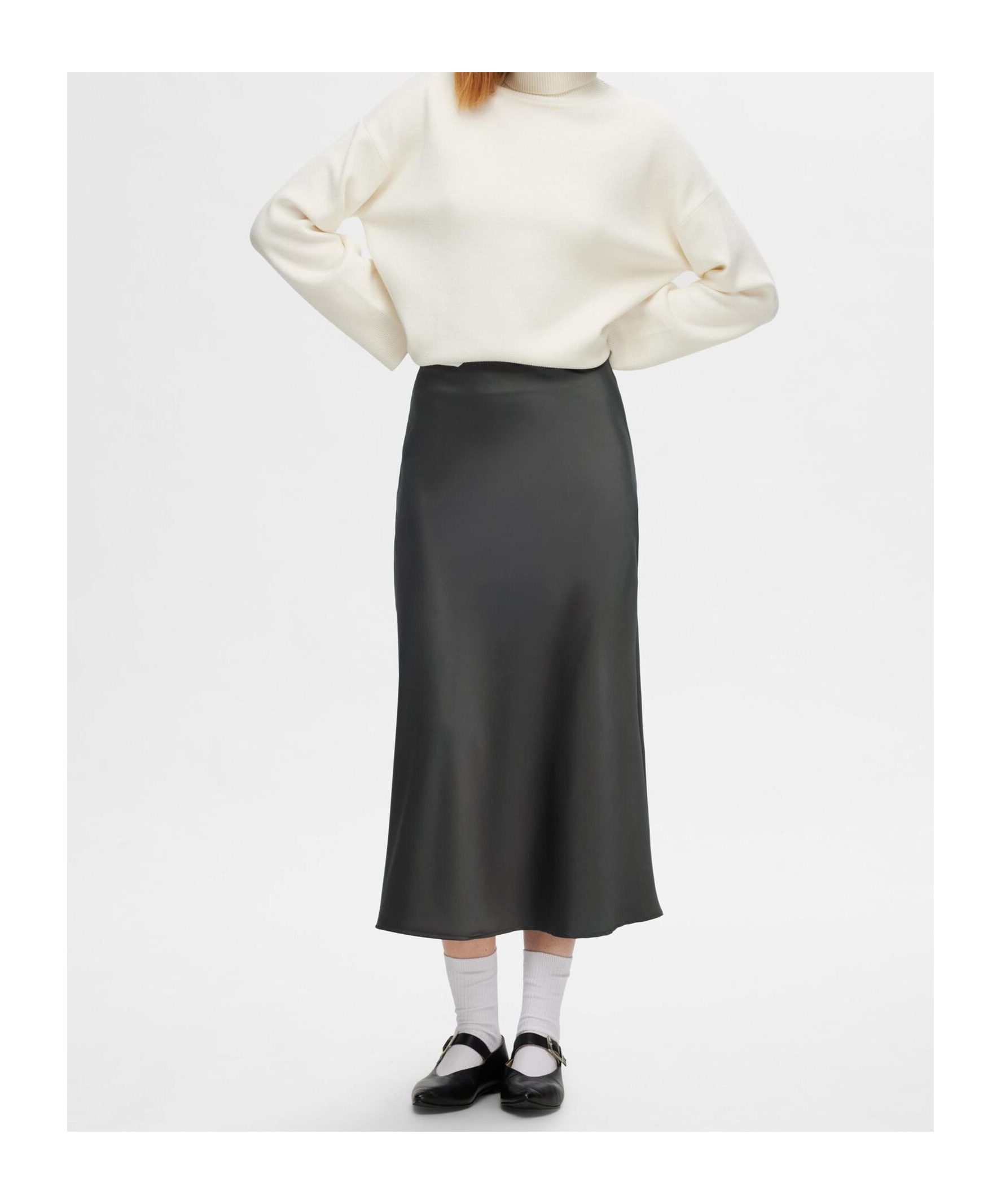 Selected Satin Midi Skirt
