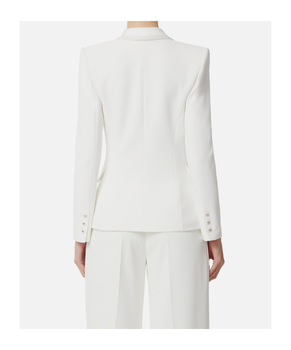 Elisabetta Franchi Satin-lapel Crepe Blazer In White