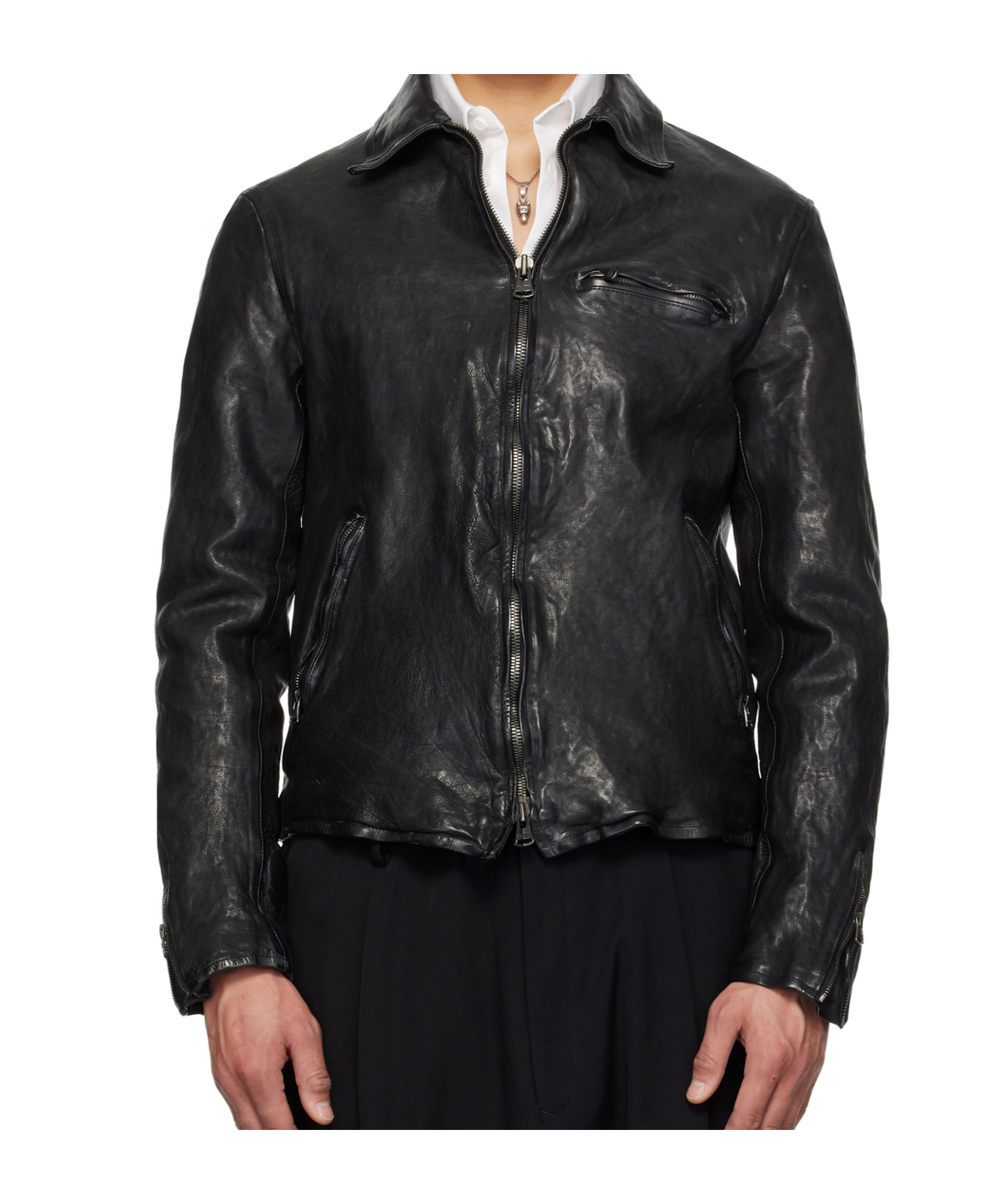Yohji Yamamoto X Backlash Leather Jacket In Black