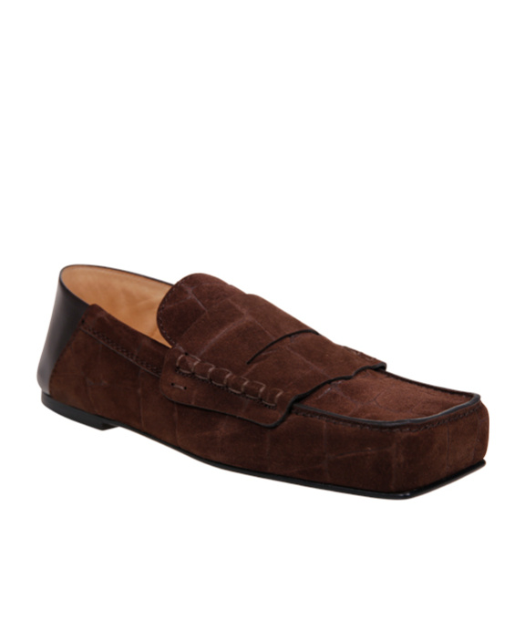 Shop Jacquemus Square Head Loafer Shoes In Black