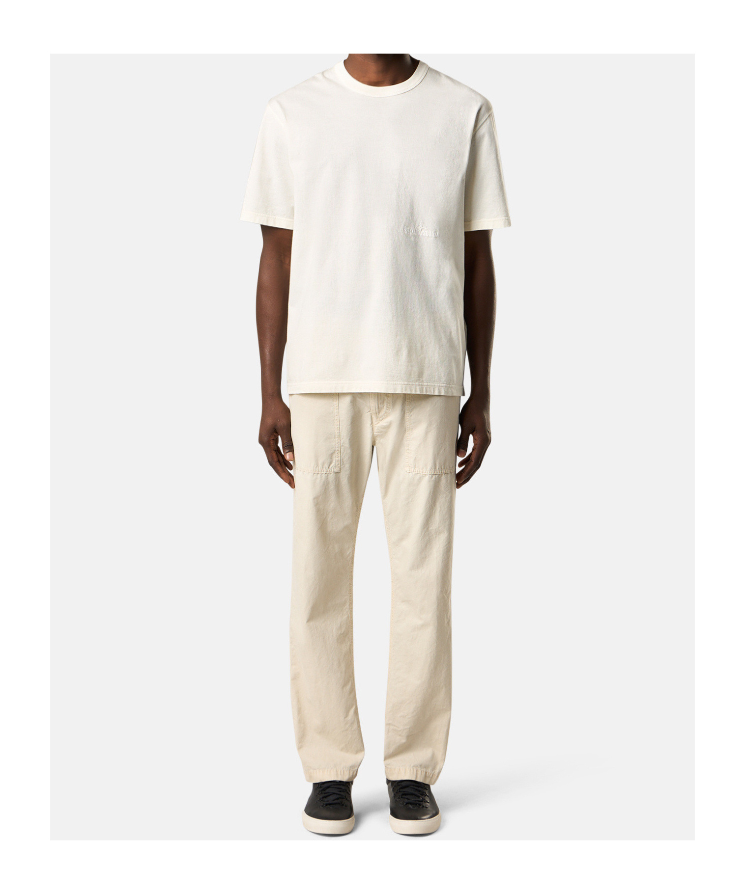 Stone Island Regular Fit Fatigue Trousers With Compass Logo In Sand-colored