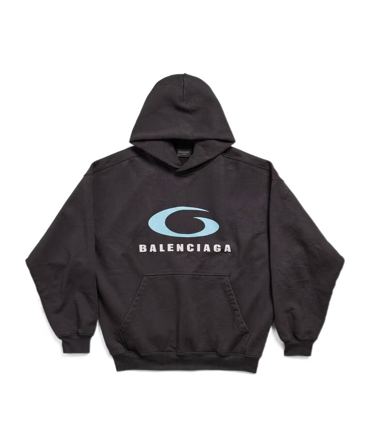 Shop Balenciaga Men's Loop Sports Icon Hoodie Medium Fit In Black