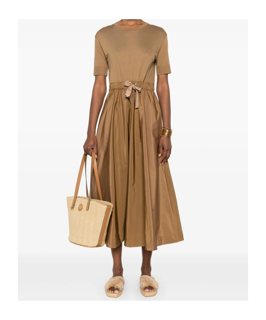 Herno Midi Dress With Panels And Tie Detail