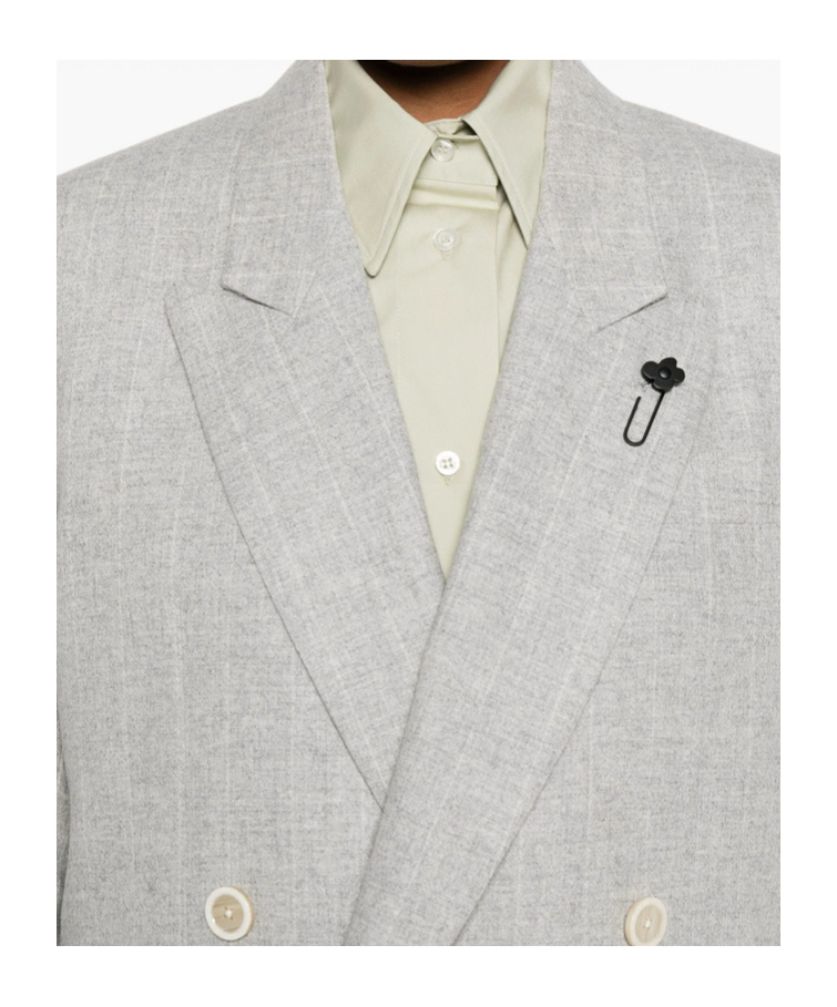 Lardini Double-breasted Blazer In Gray