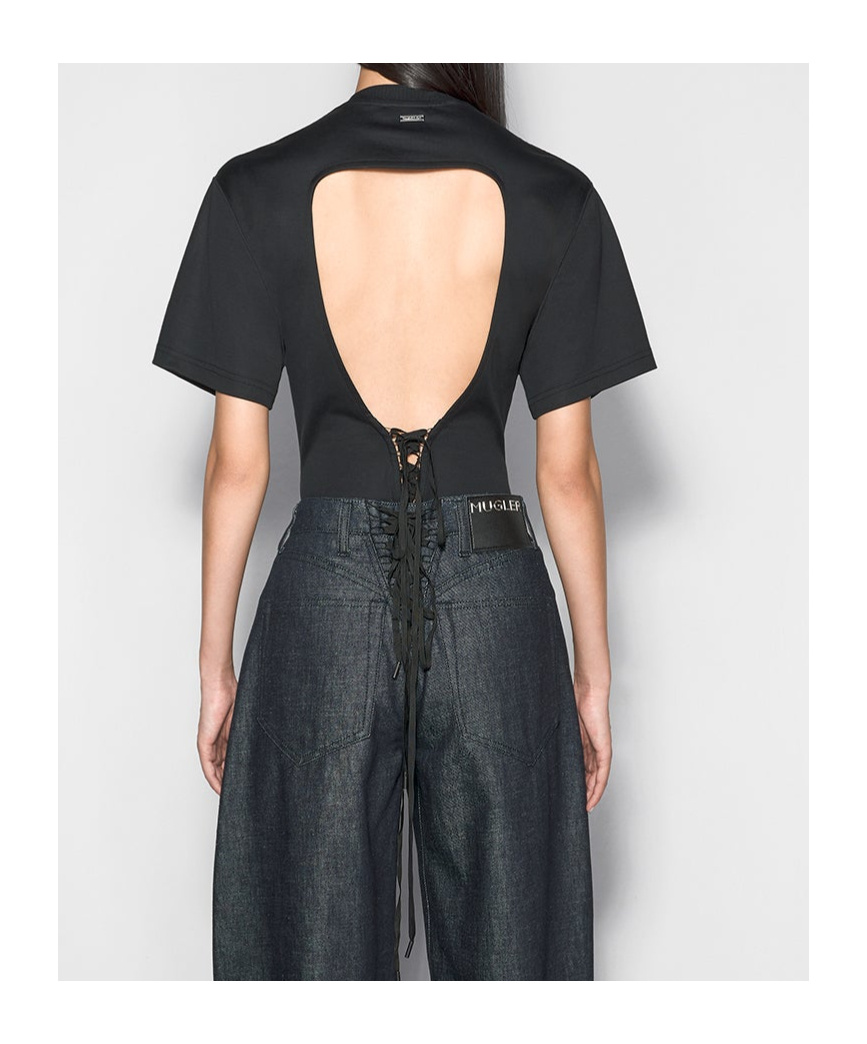 Mugler Backless Jumpsuit In Black