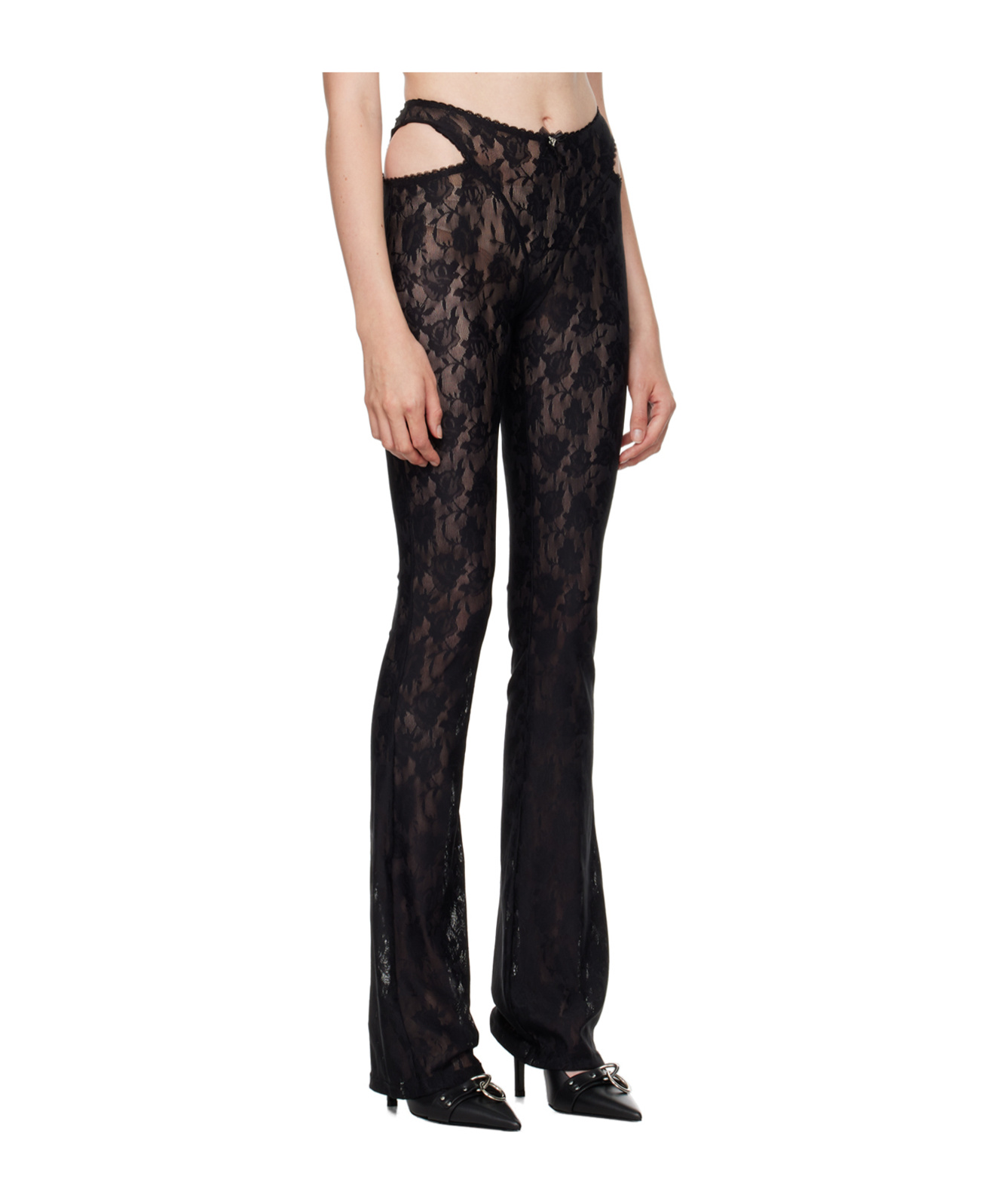 Misbhv Lace Hollow Casual Pants In Black