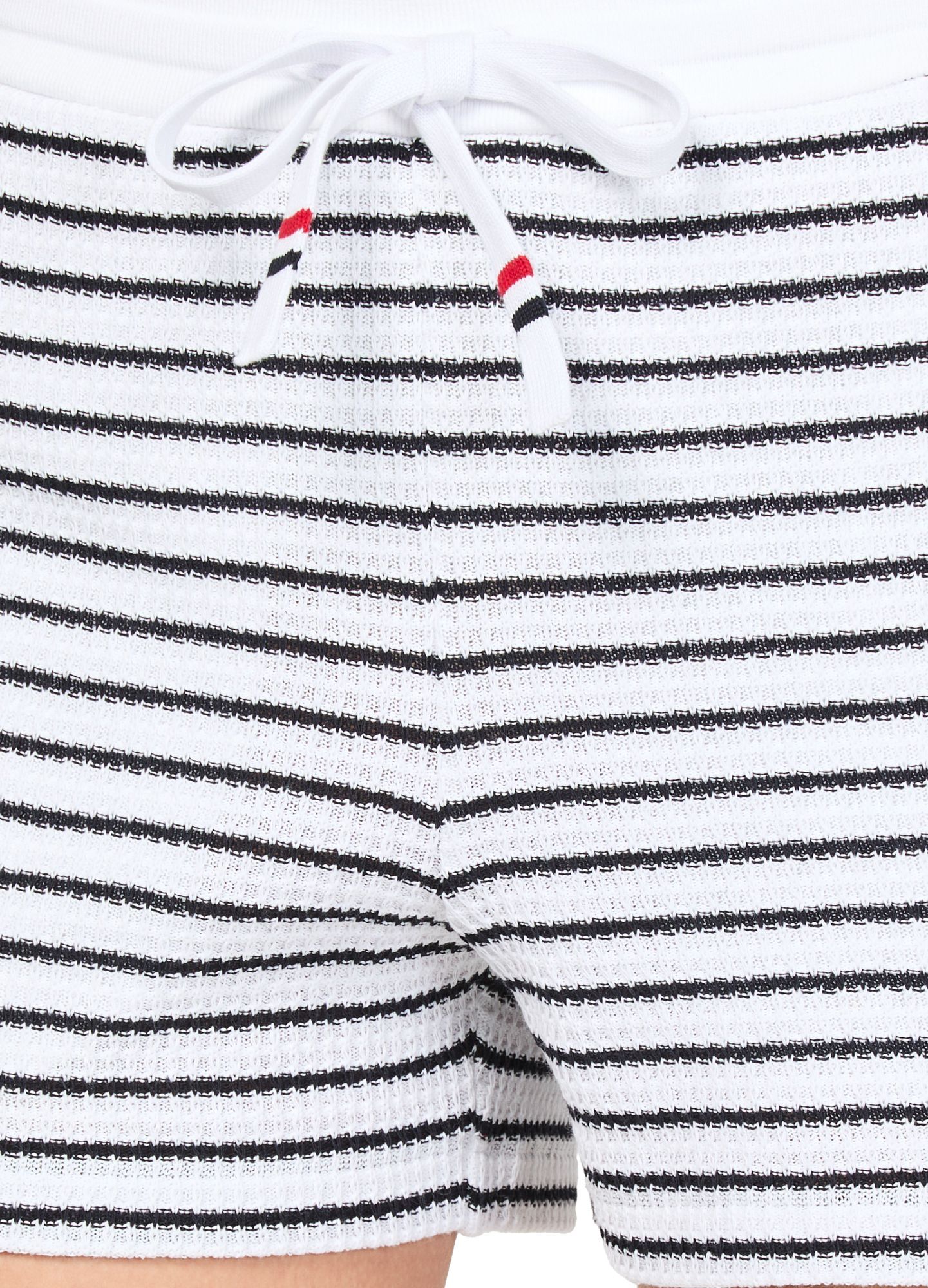 Thom Browne Striped Cotton Shorts With Adjustable Drawstring In White