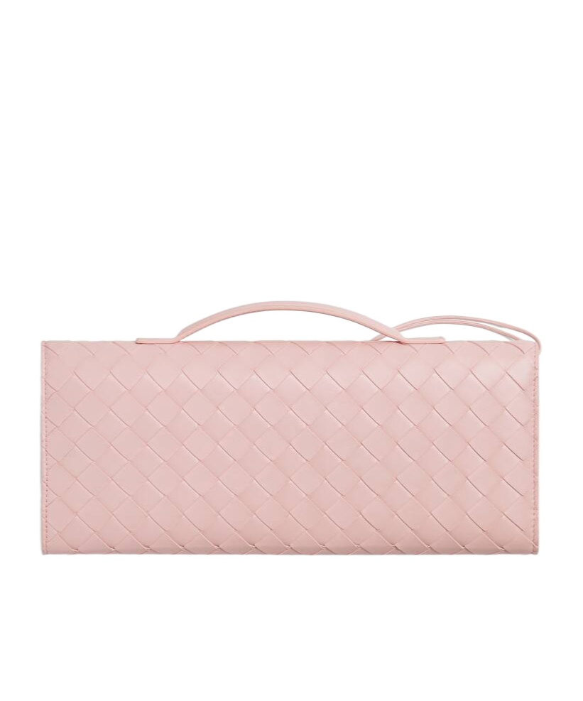 Bottega Veneta Long Andiamo Intrecciato Leather Clutch In Pink