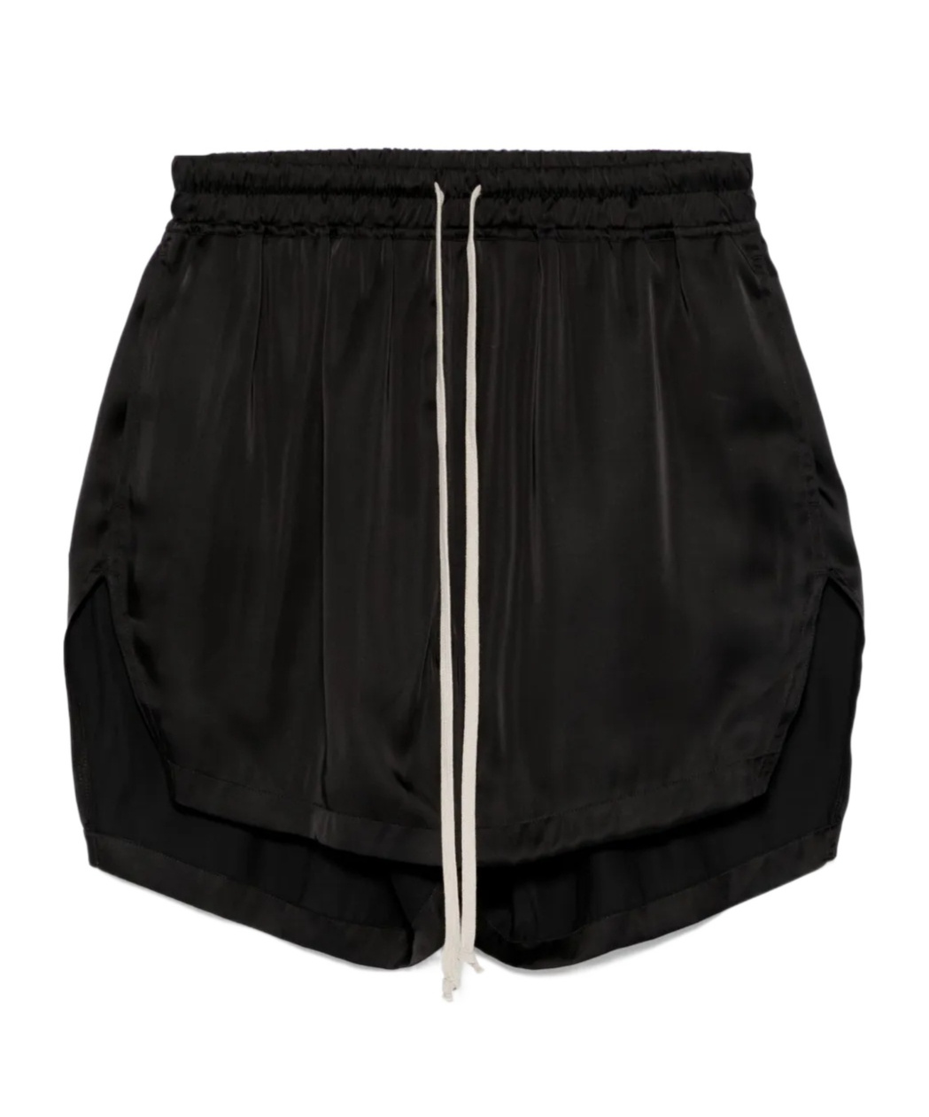Rick Owens Boxers Drawstring Side-split Shorts In Black