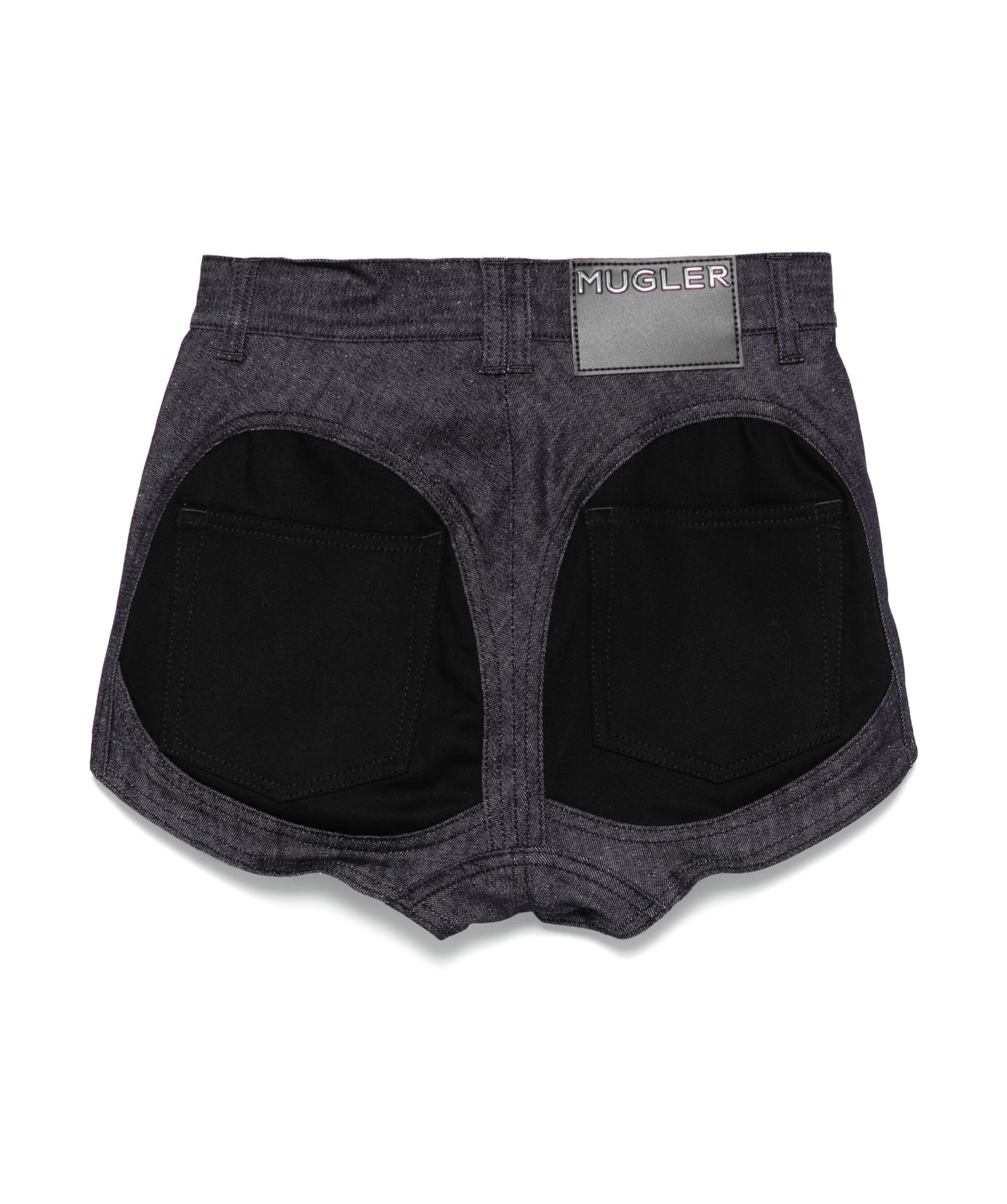 Shop Mugler Denim Shorts In Black