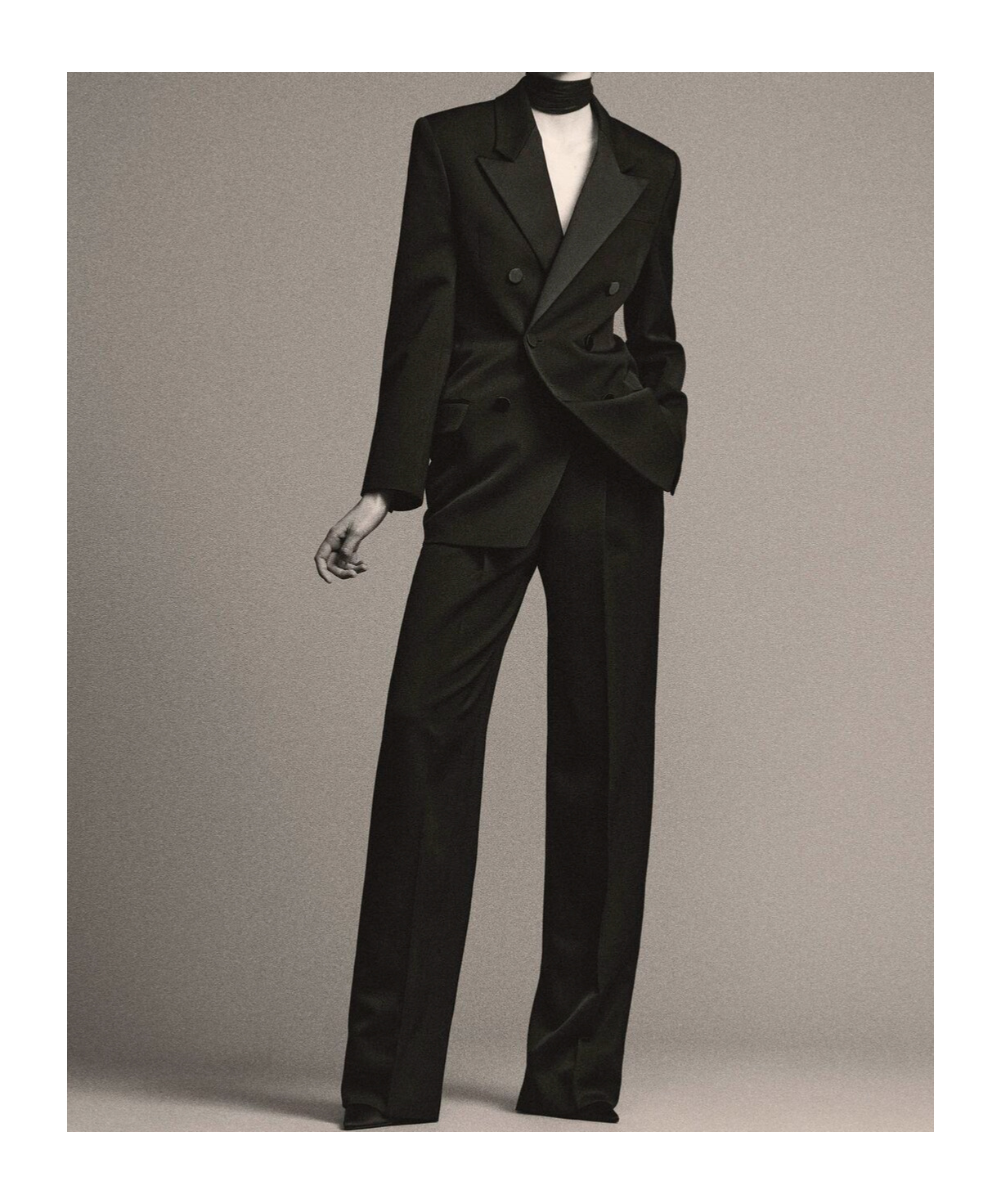Saint Laurent Tuxedo Jacket In Grain De Poudre In Black