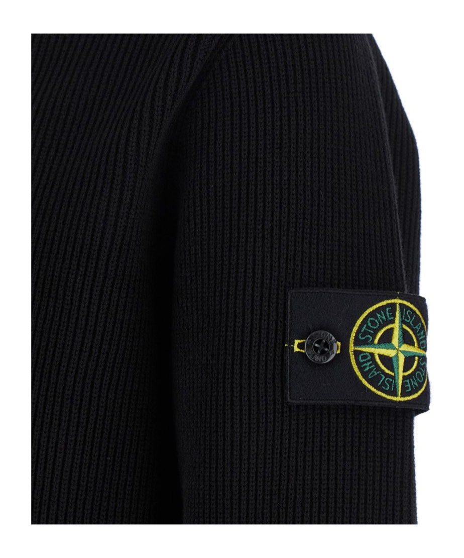 Stone Island Long-sleeved Zipper Cardigan In Black