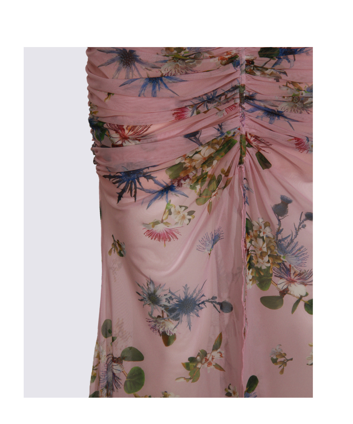 Blumarine Floral Cut-out Dress Spaghetti Straps In Pink