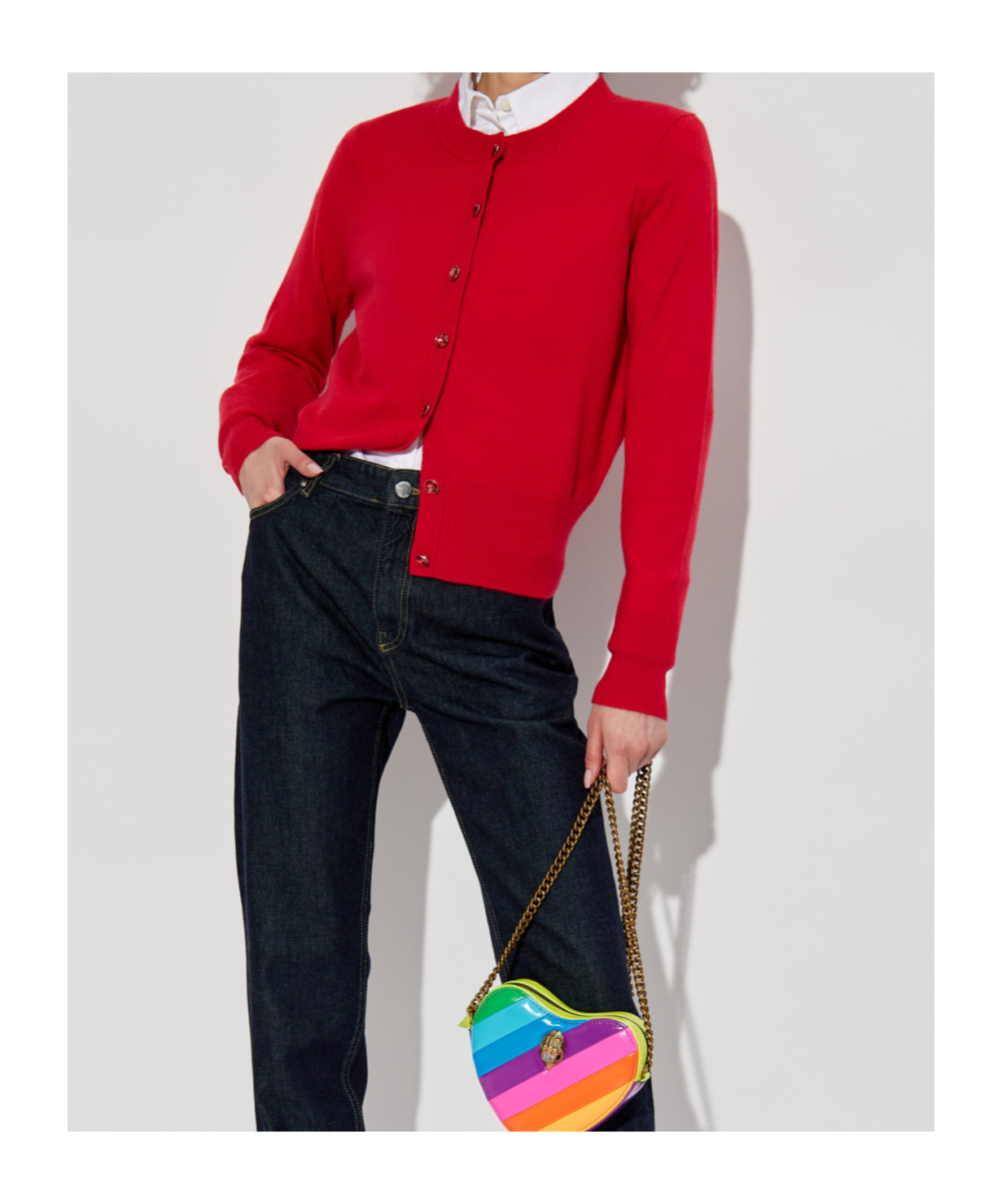 Shop Kate Spade Crew-neck Cashmere Cardigan In Red
