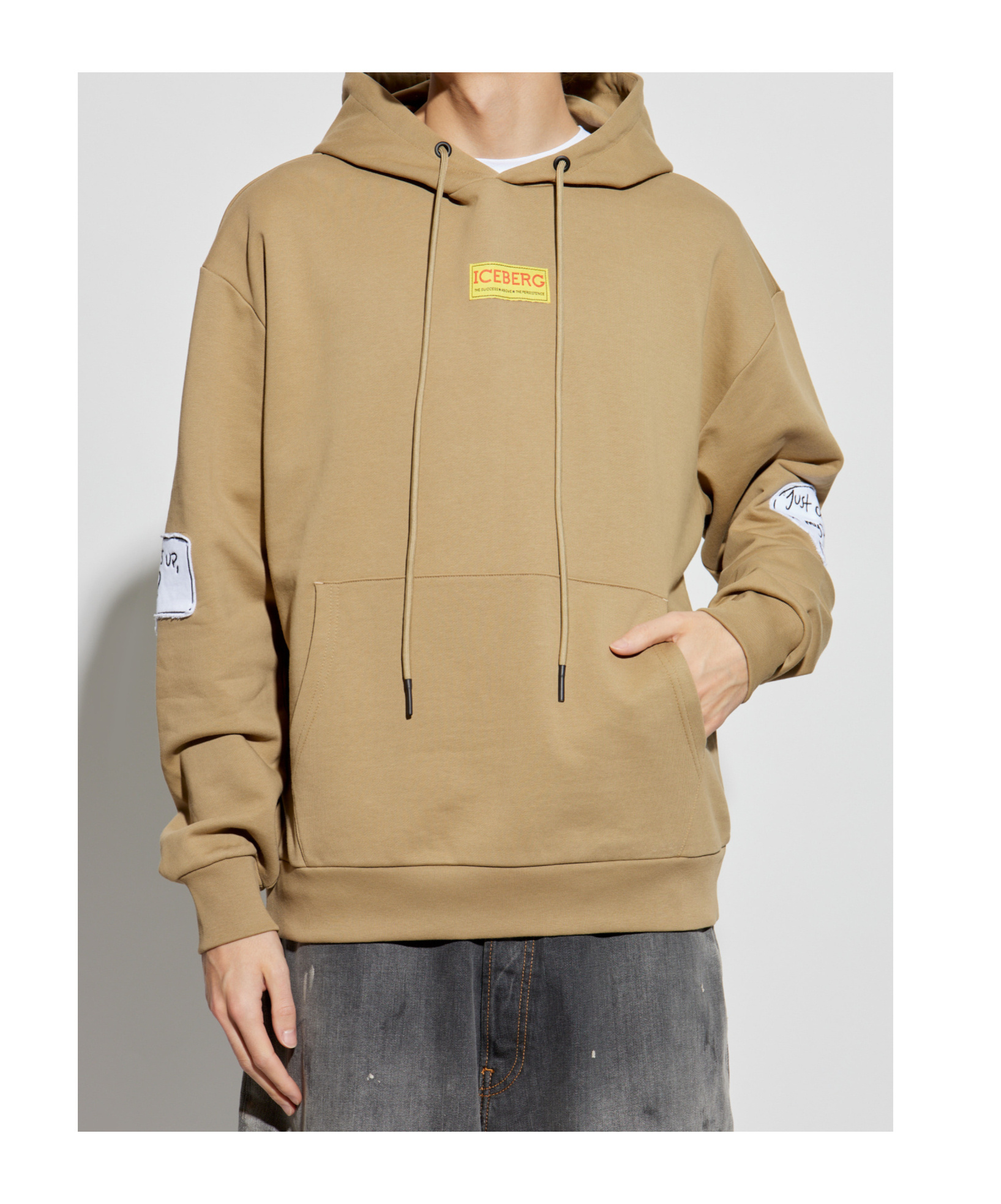 Iceberg Drawstring Hoodie In Nude