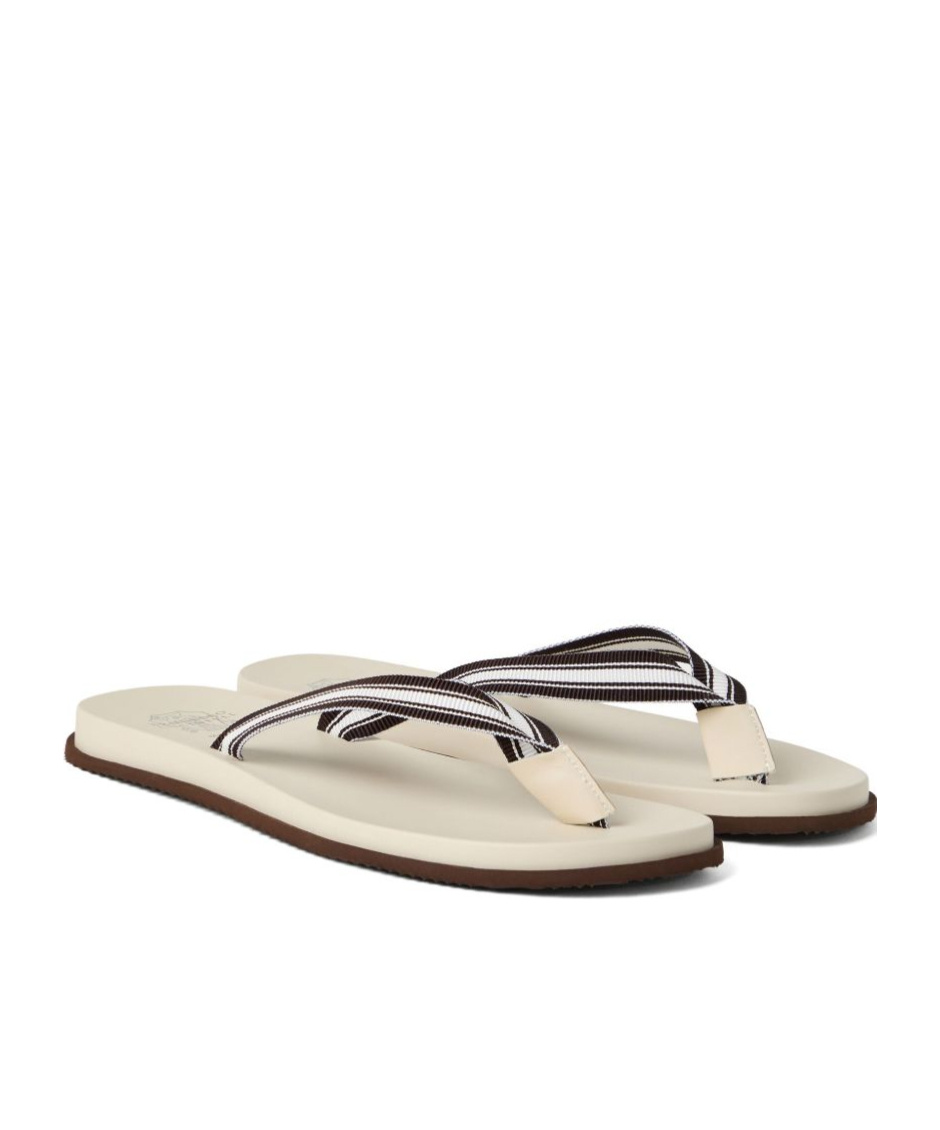 Brunello Cucinelli Open Toe Slip-on Slides In Neutral