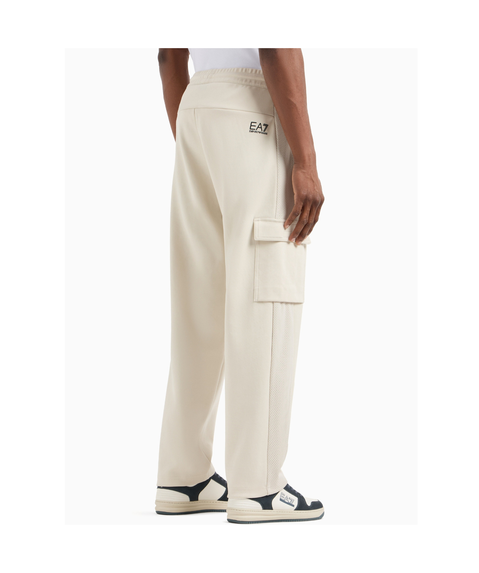 Ea7 Straight-leg Stitching Workwear Sports Sweatpants In White