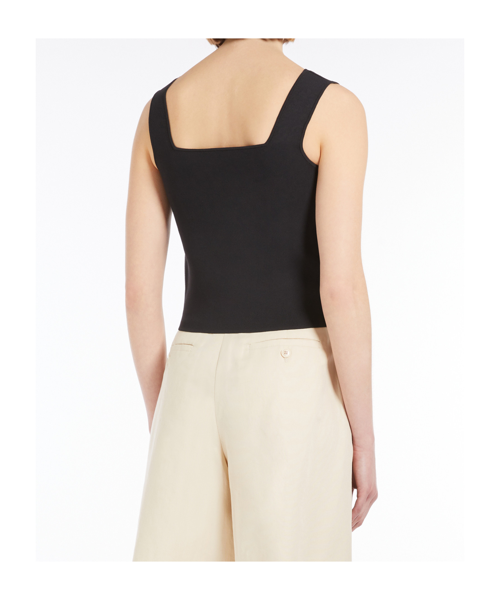 Weekend Max Mara Sleeveless Cropped Knitwear Square Neckline In Black