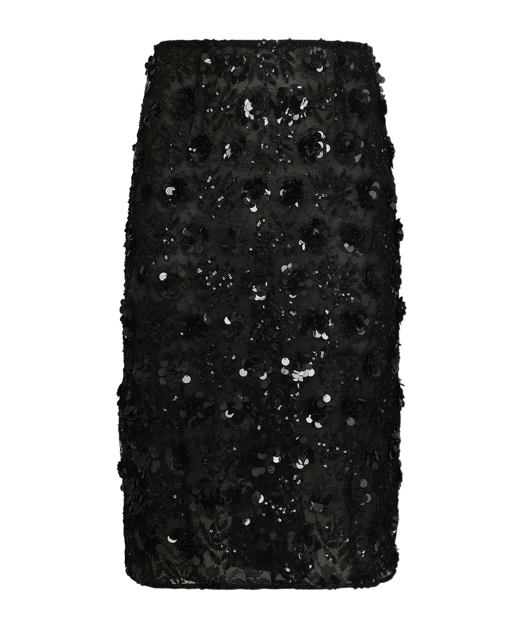Dolce & Gabbana Lace Midi Skirt With Sequins In Black