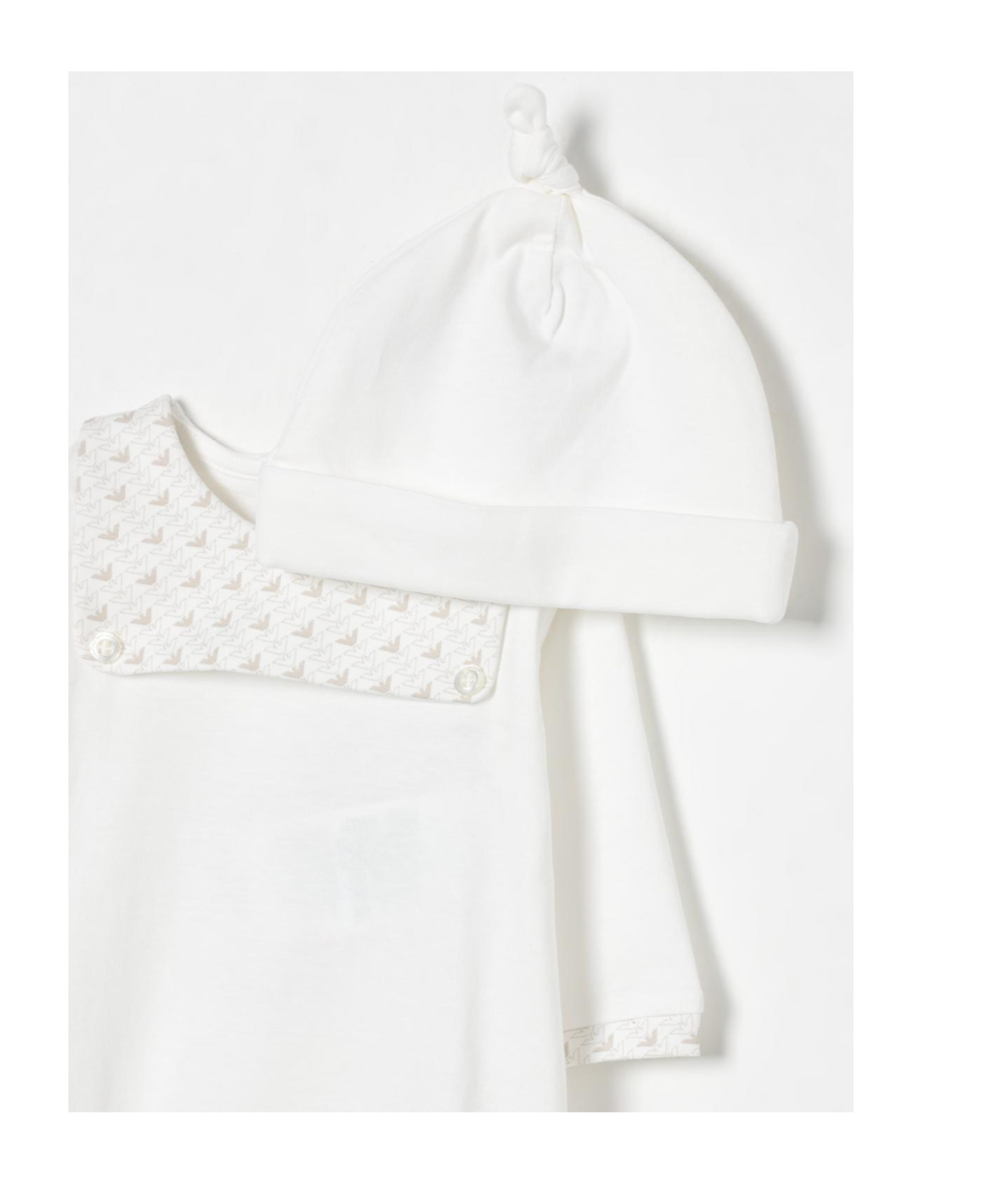Emporio Armani Long-sleeve Jumpsuit And Hat Two-pack In White