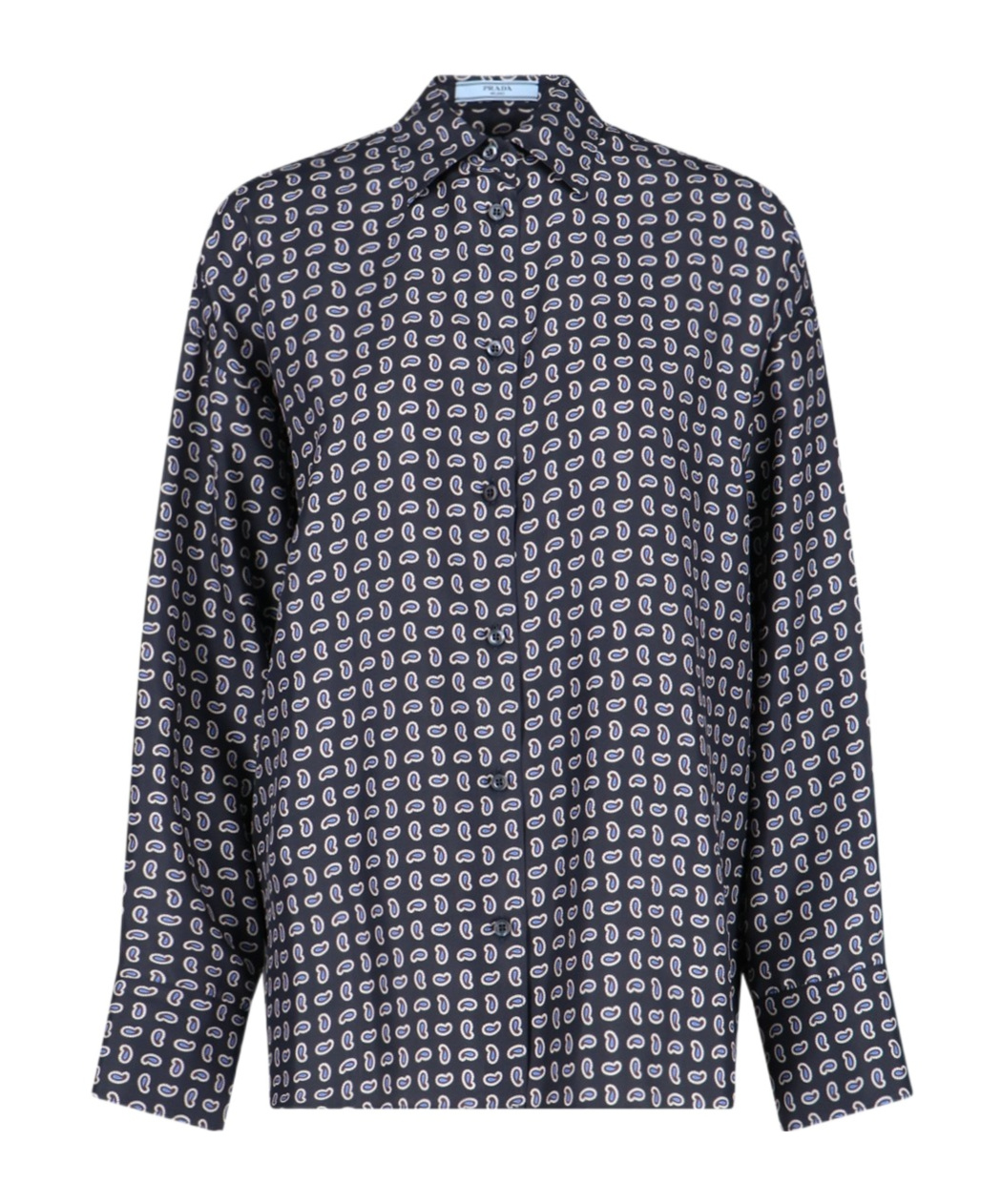 Prada Paisley Print Silk Shirt In Blue