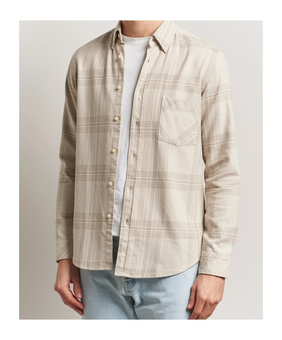 Hugo Boss Checked Chest-pocket Shirt In Neutral