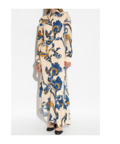 Etro Floral-print Shirt Dress In Nude