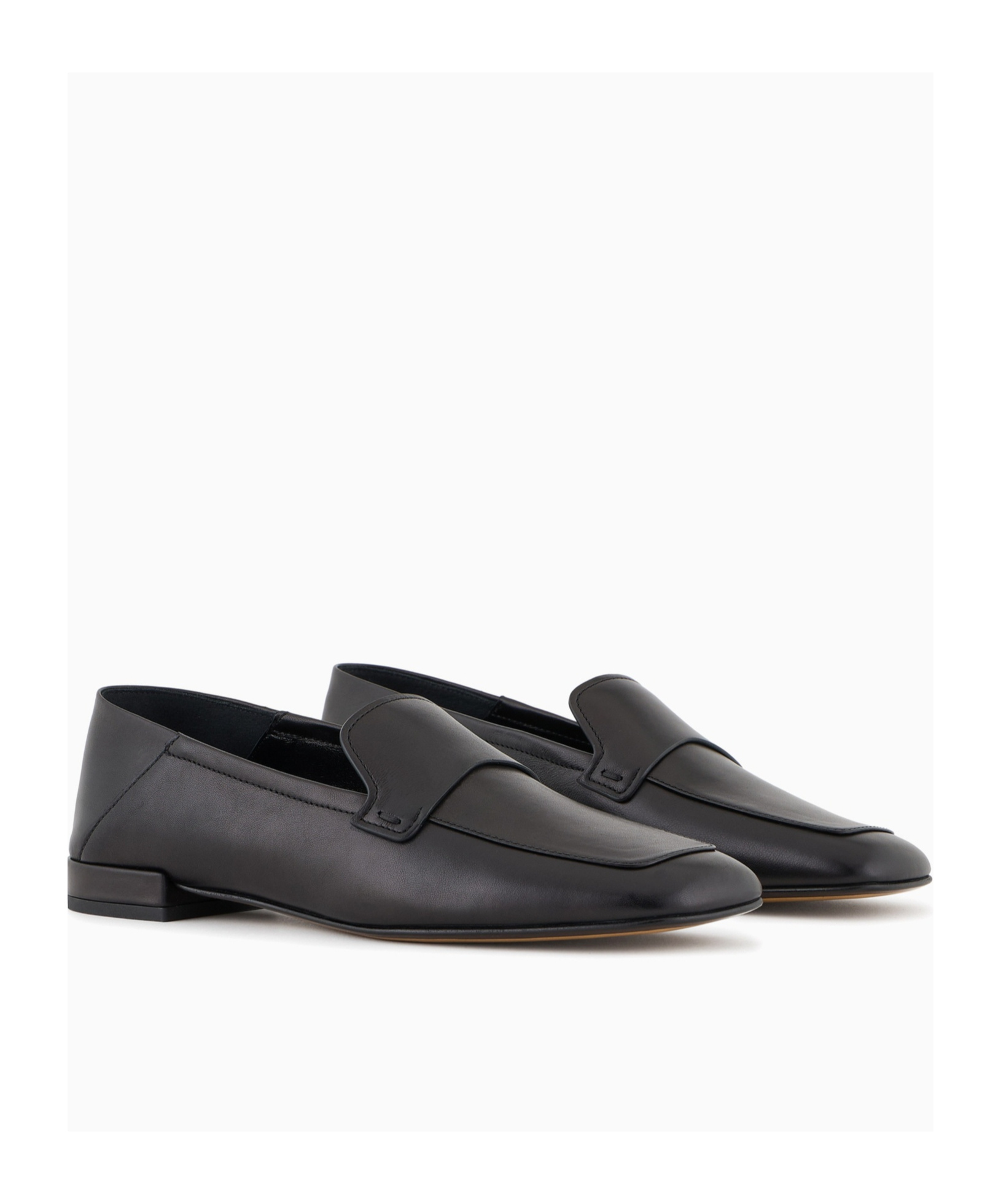 Shop Giorgio Armani Square Toe Loafers In Black