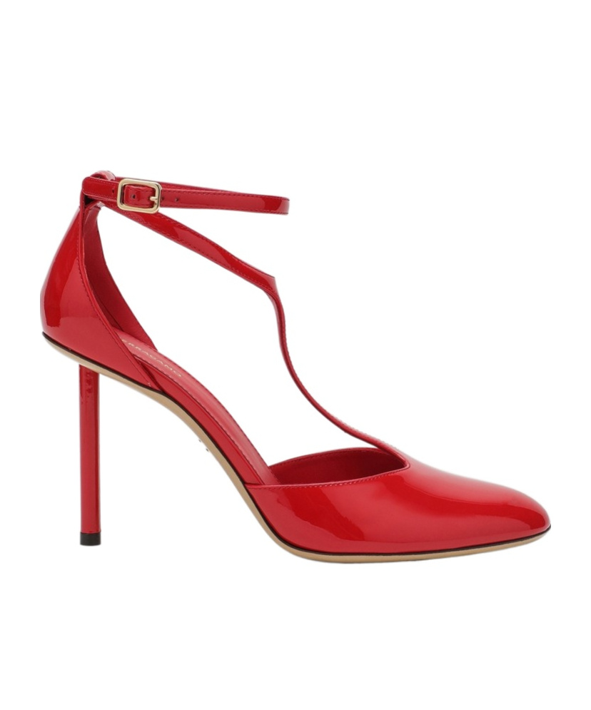 Ferragamo Lysandra 95 T-strap Pumps In Patent Leather In Red