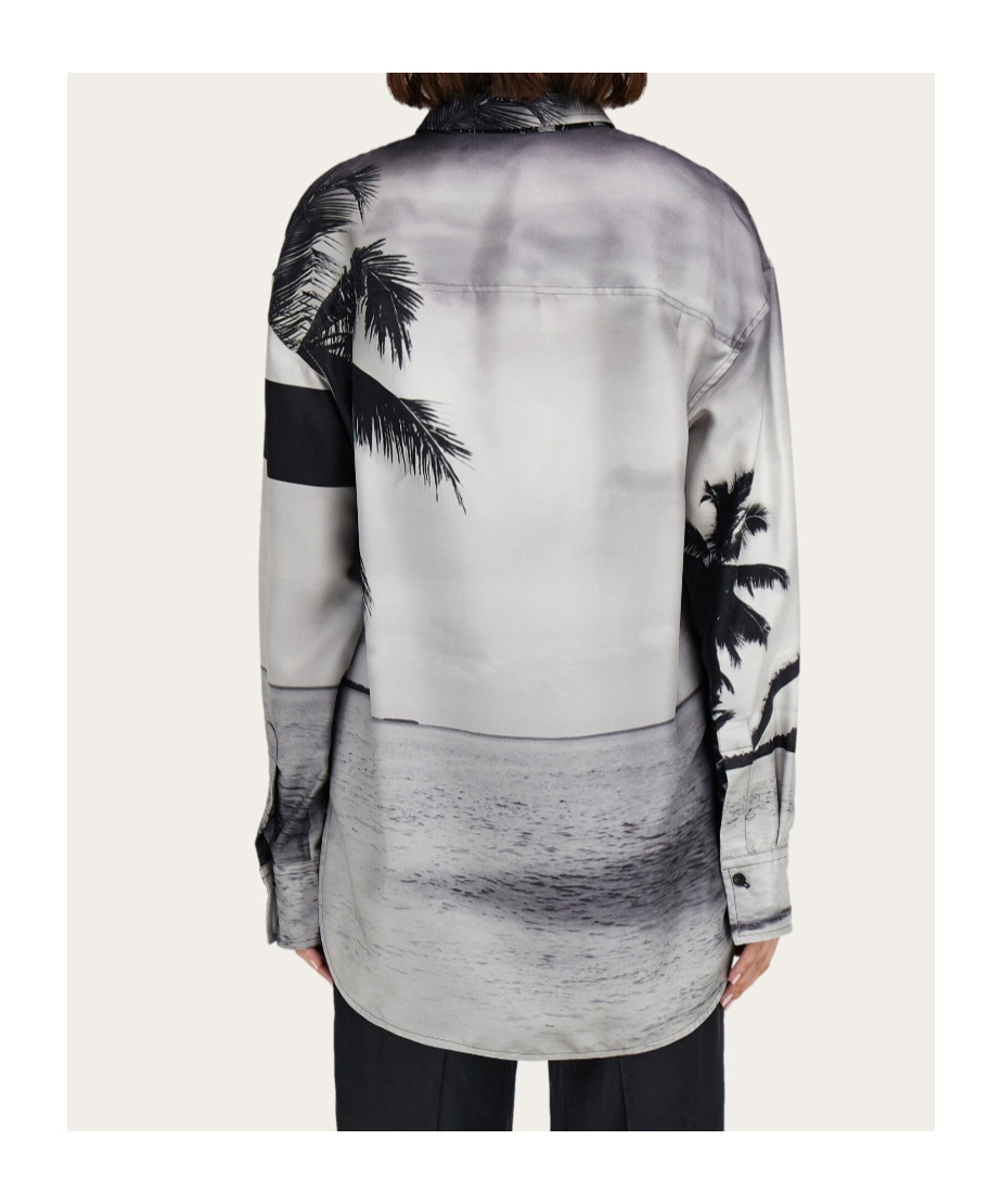 Ferragamo Oversize Shirt With Trinidad Print In Multi