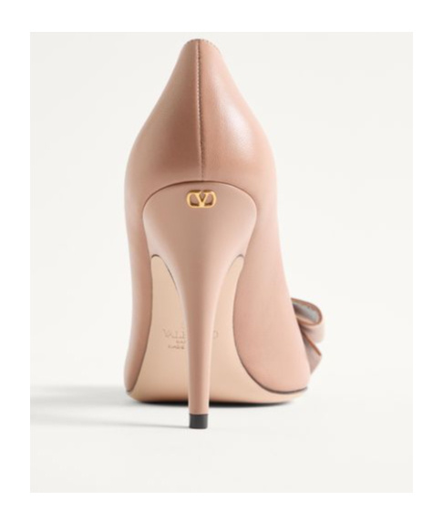 Valentino Garavani Bowow Pump In Kidskin 100mm Woman Rose Cannelle 41 In Animal Print