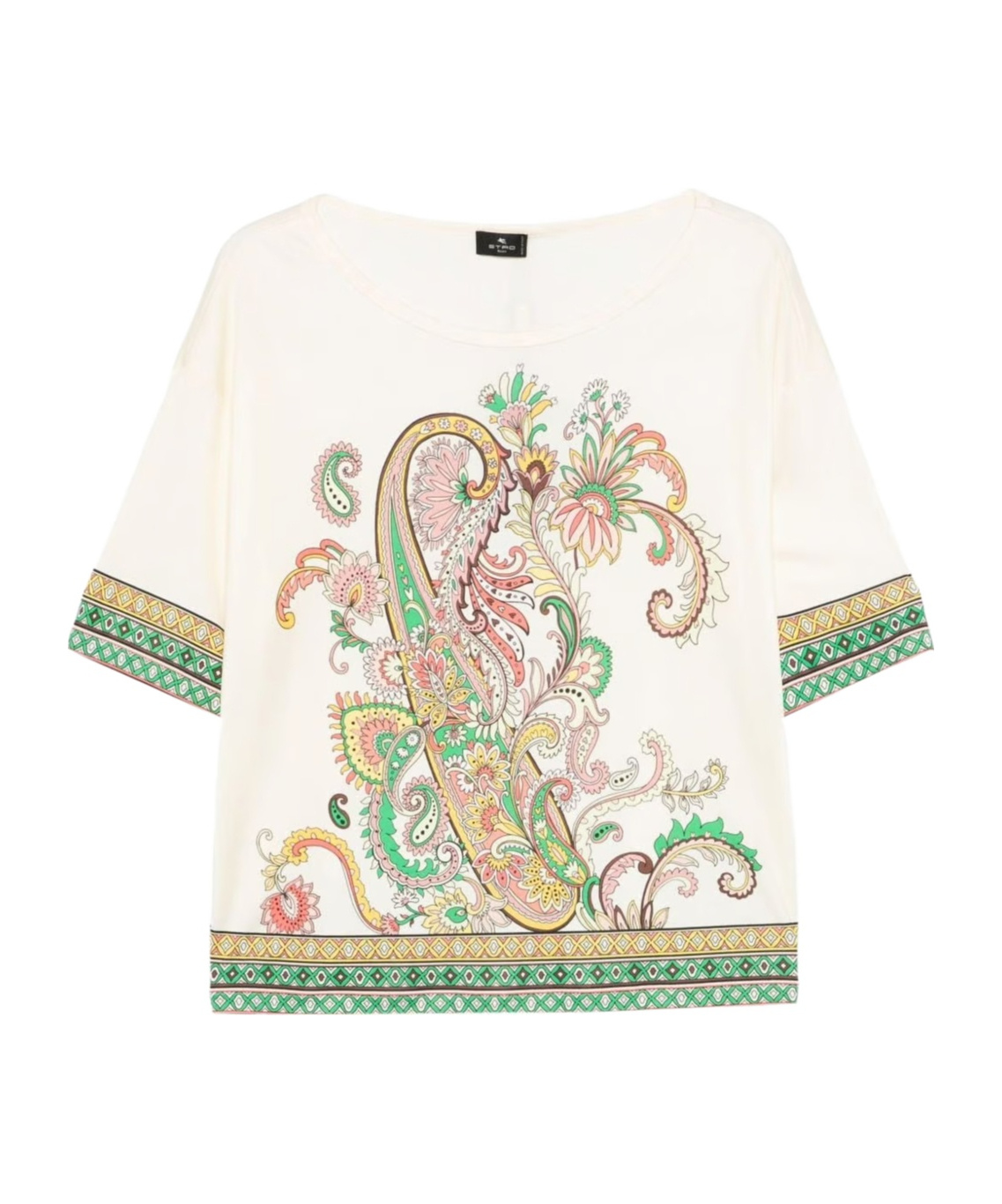 Etro Paisley Bordura Cotton T-shirt In Multicolor In White