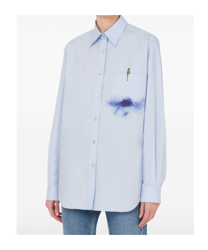 Moschino Printed Pocket Shirt With Button In Blue