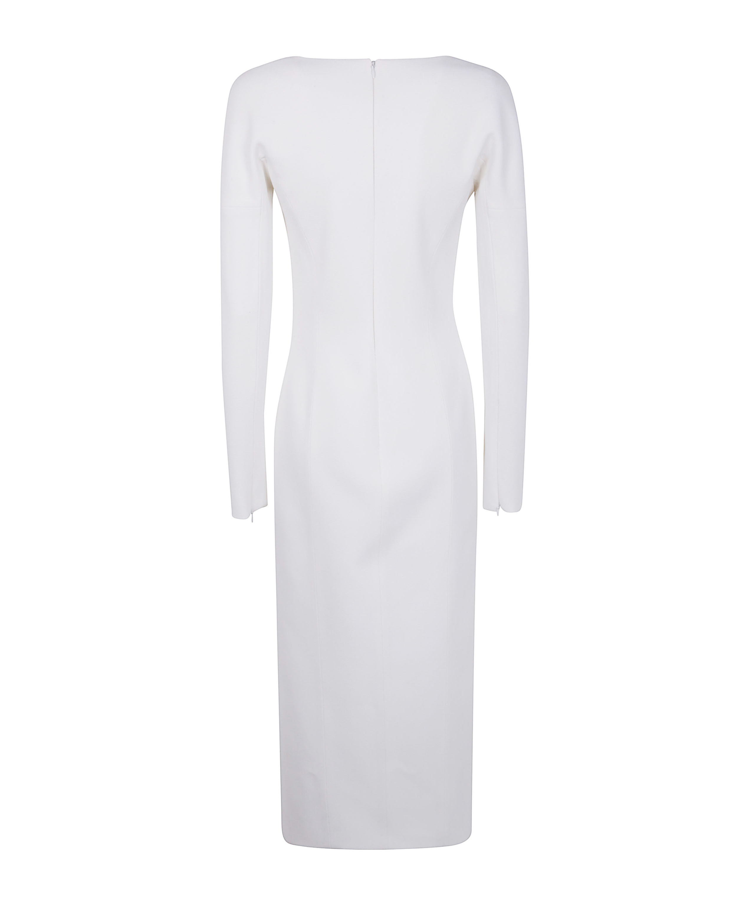 Blumarine V Neck Midi Crepe Double Dress In White