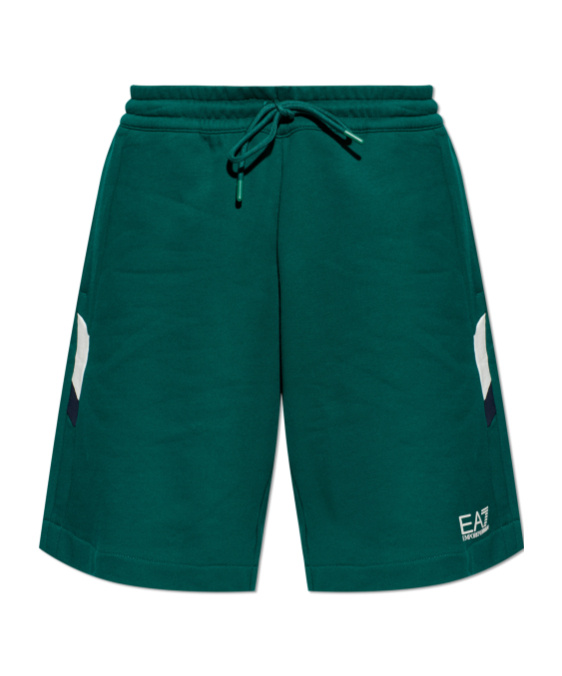 Ea7 Emporio Armani Logo Print Sweat Shorts In Green