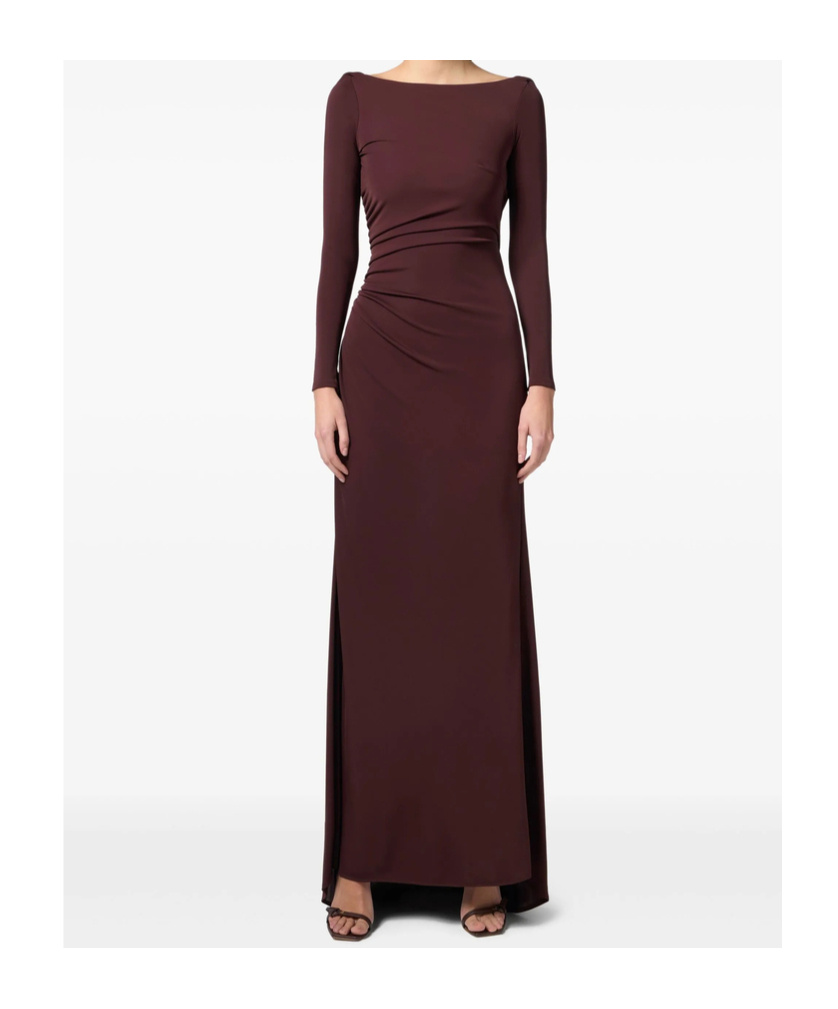 Elisabetta Franchi Drapiertes Jersey-abendkleid In Brown