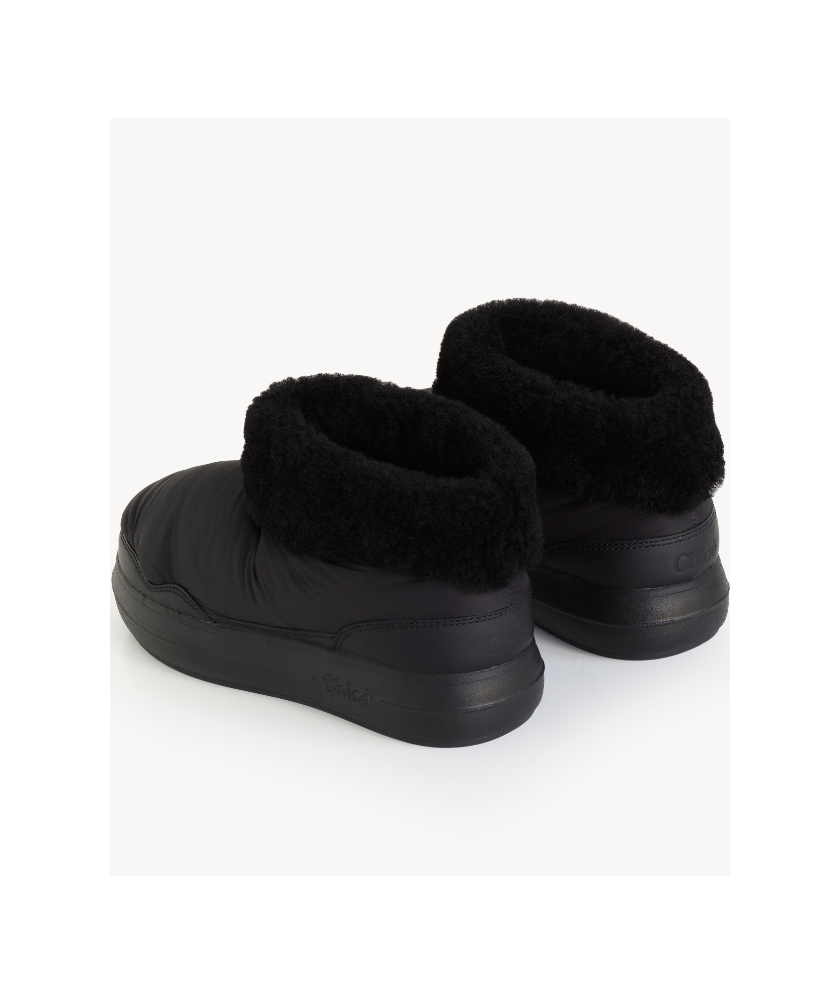 Chloé Polar Faux Shearling-trimmed Ankle Boots In Black