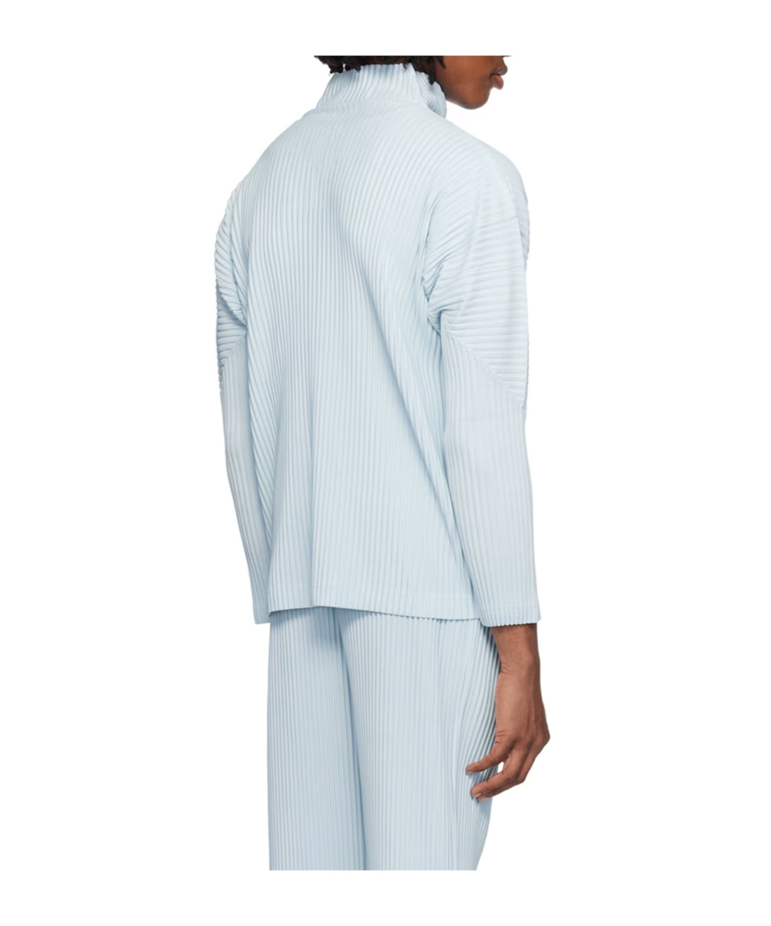 Issey Miyake Pleated Stand-neck Casual Jacket In White