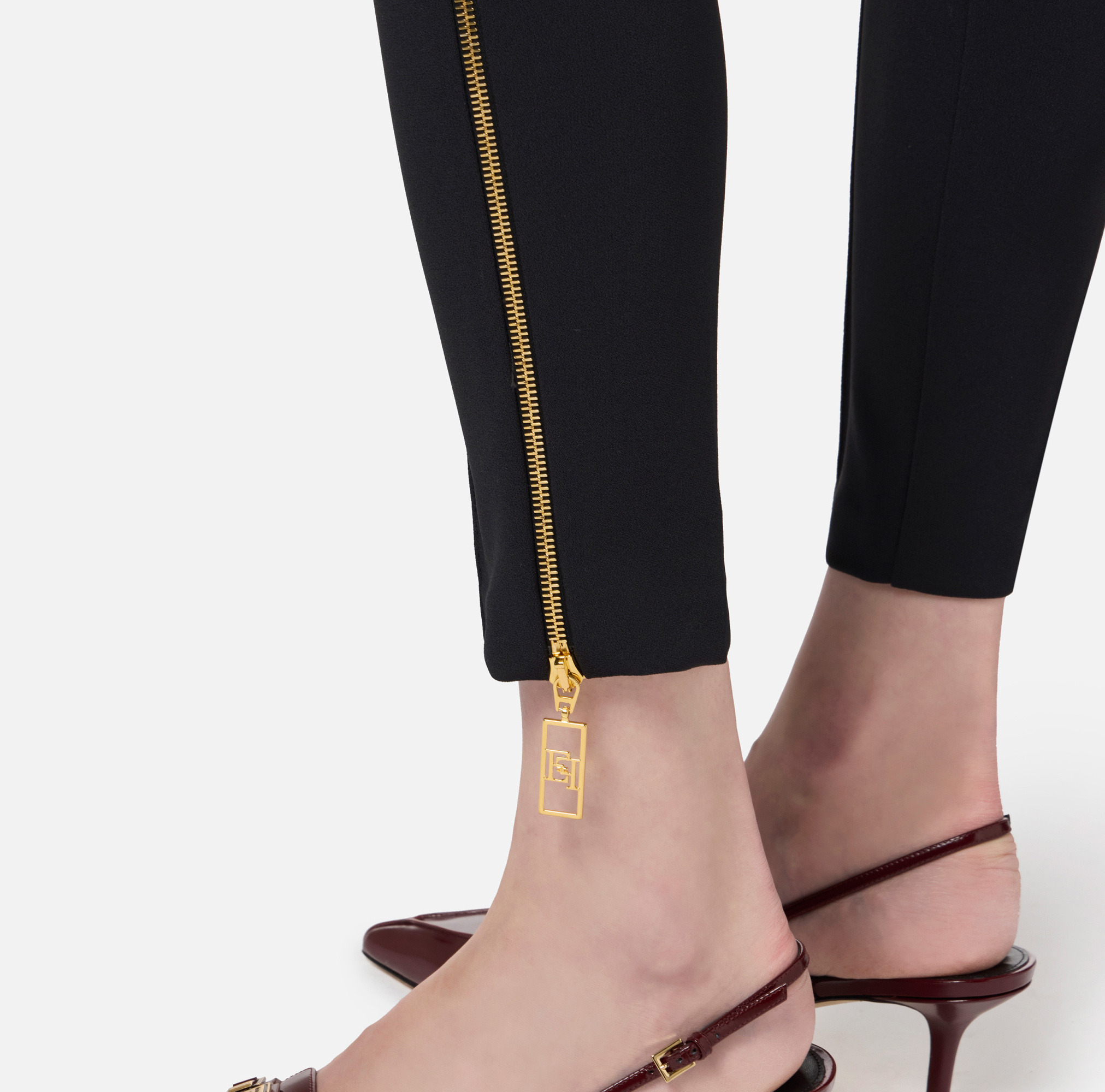 Elisabetta Franchi Side-zip Skinny Trousers In Black