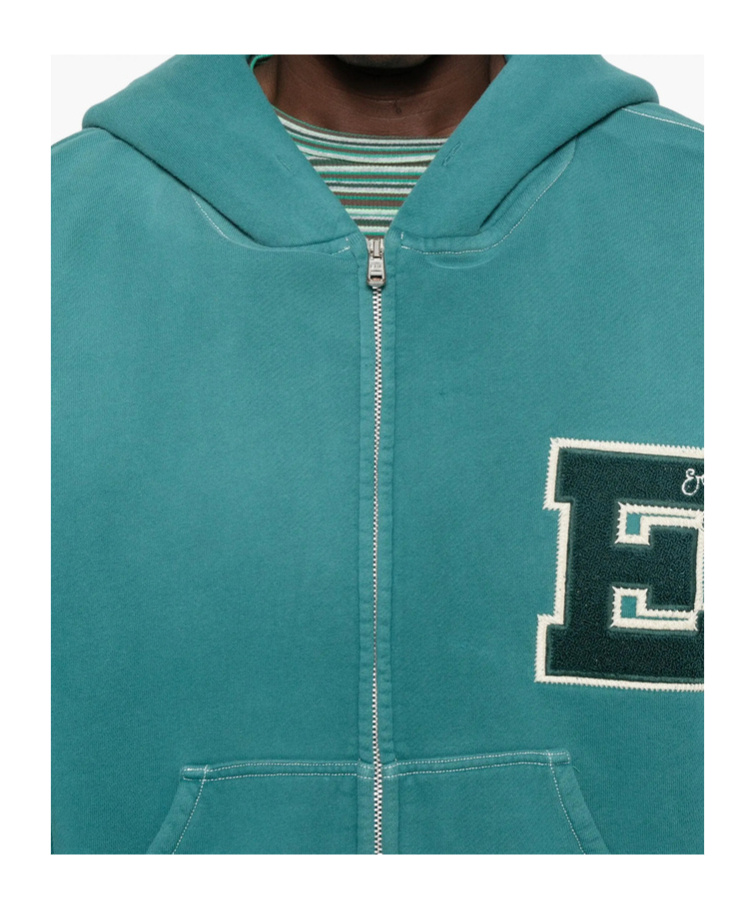 Erl Unisex Letterman Hoodie In Green