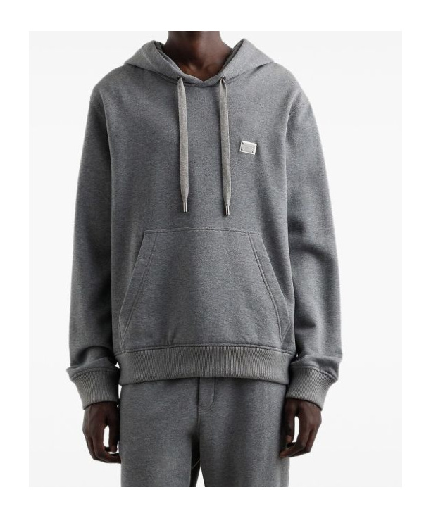 Dolce & Gabbana Logo-patch Hoodie In Gray