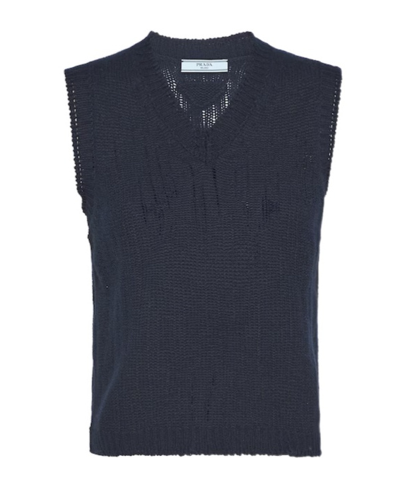 Prada Gilet Sweater Cashmere F.5 In Blue