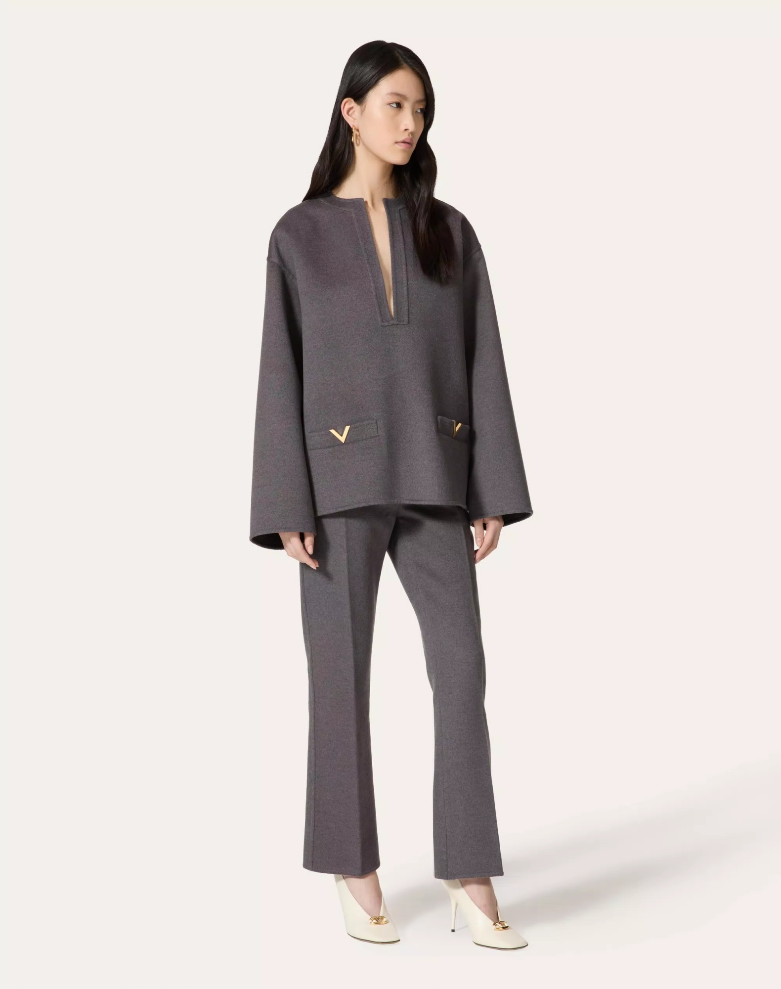 Valentino Virgin Wool-cashmere Tailored Trousers In Black
