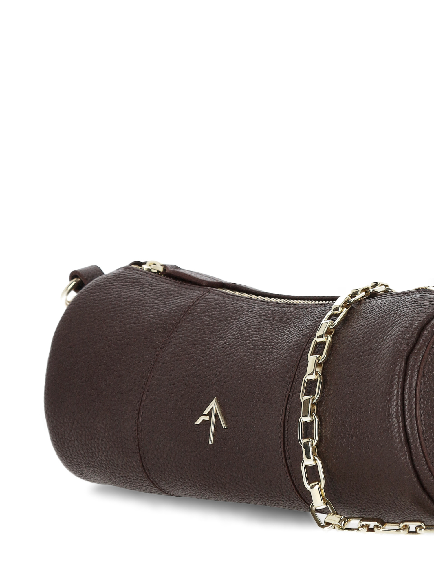 Manu Atelier Logo Shoulder Bag In Dark Brown
