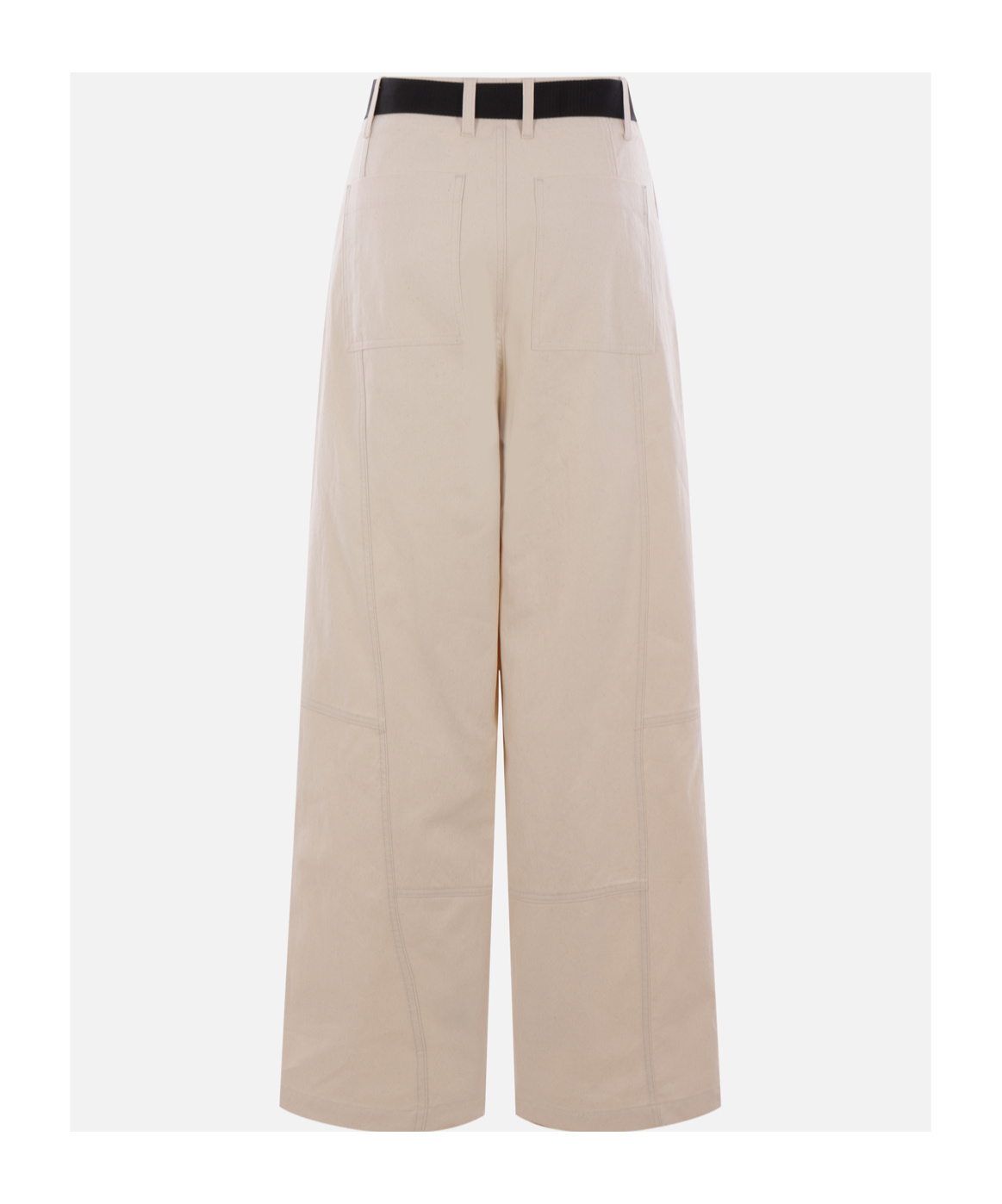 Plan C Belted Canvas Trousers In Nude