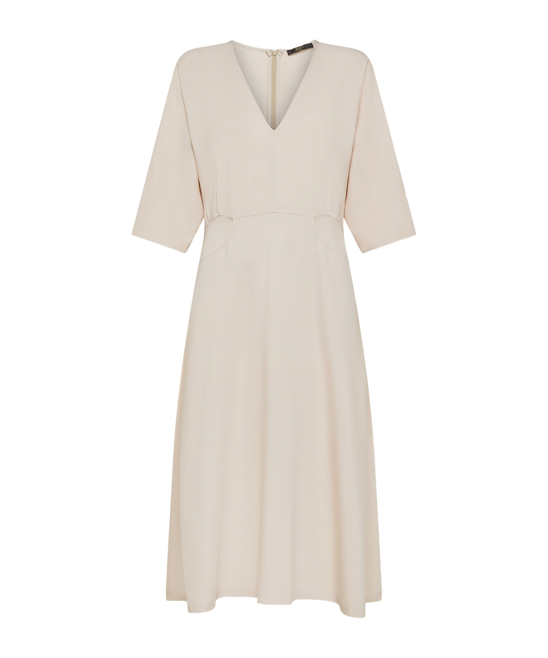 Seventy Stretch Viscose Crepe Cady Midi Dress In Neutral