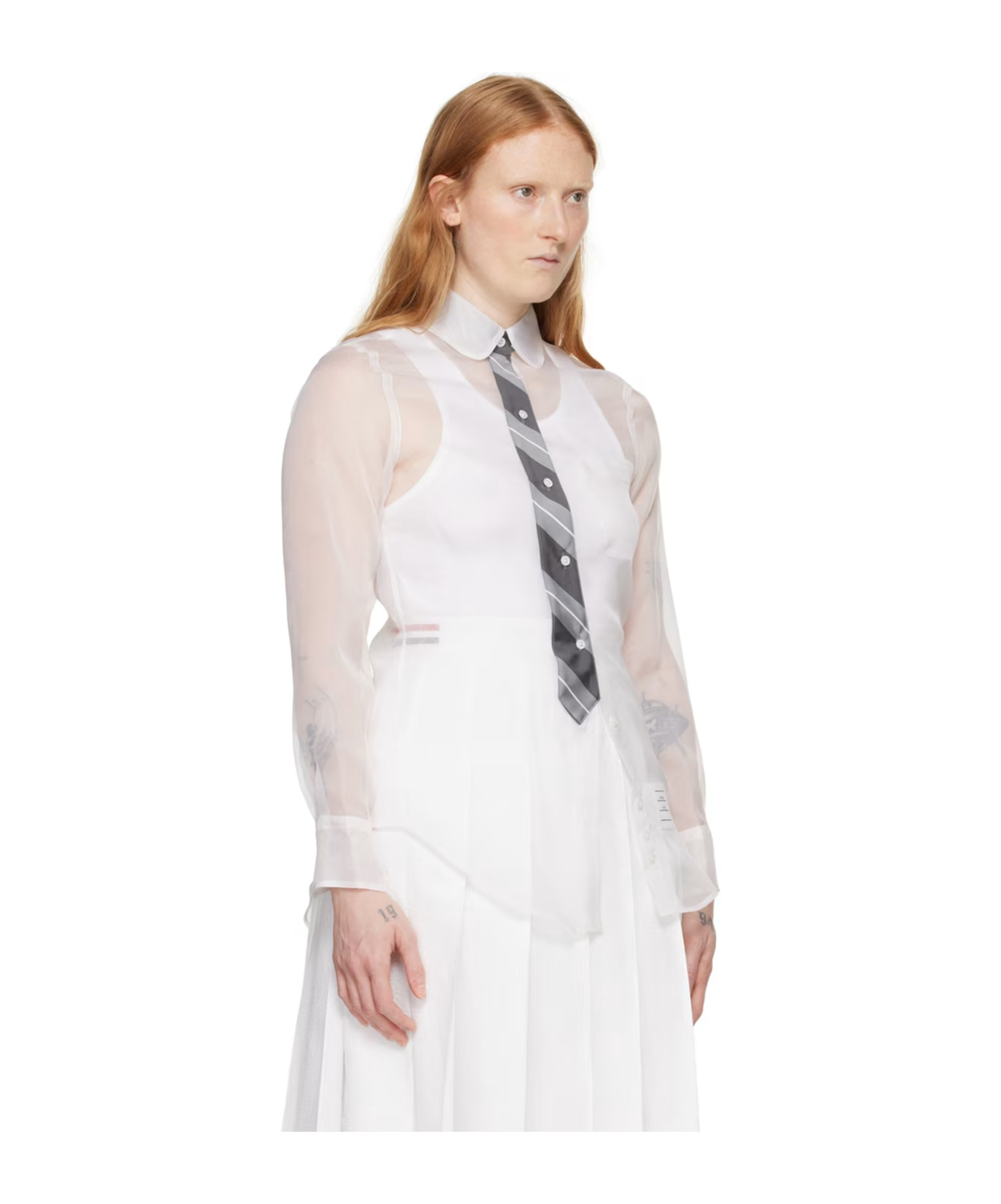 Thom Browne Organza Silk Shirt In White