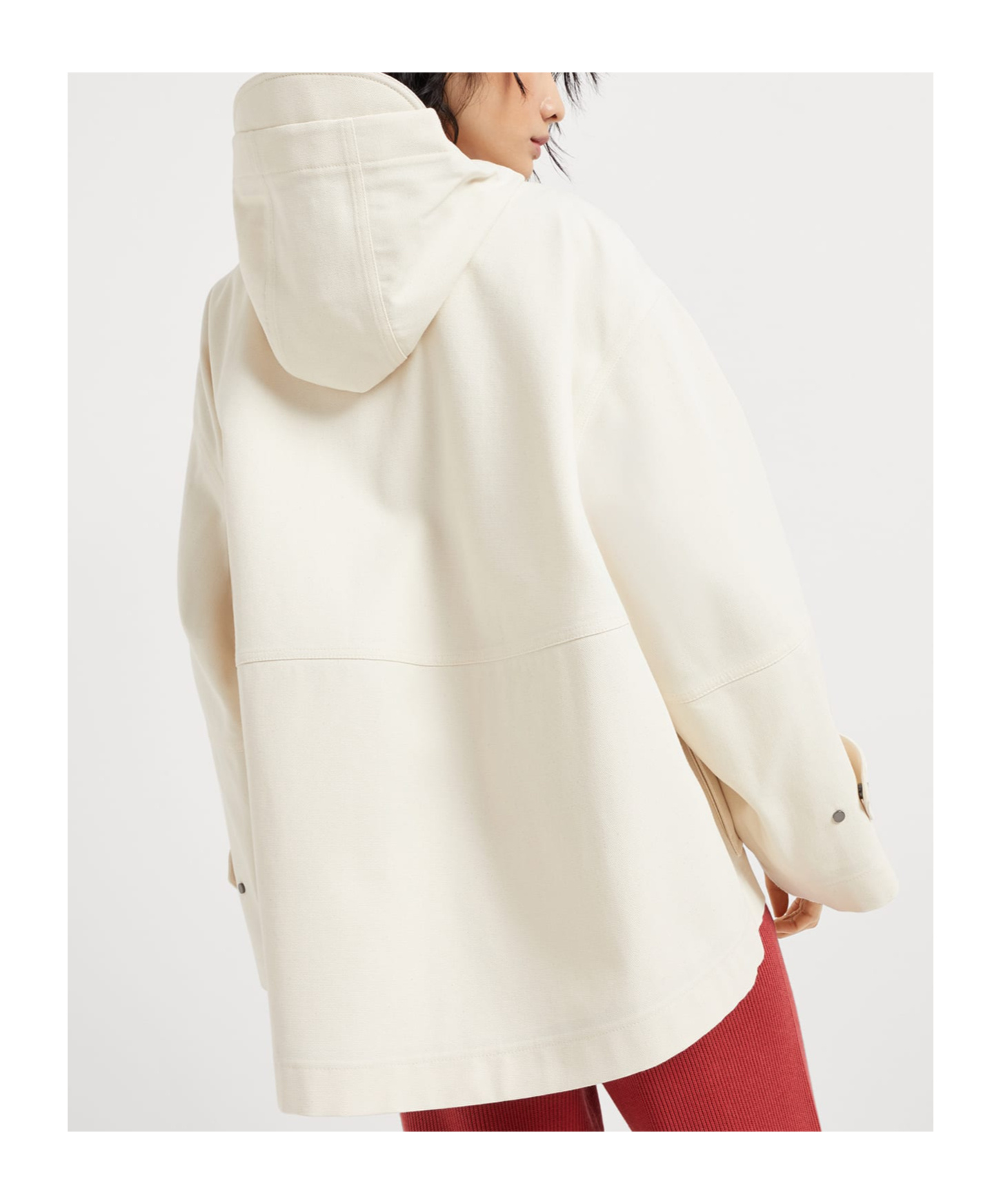 Brunello Cucinelli Hooded Canvas Waterproof Jacket In White