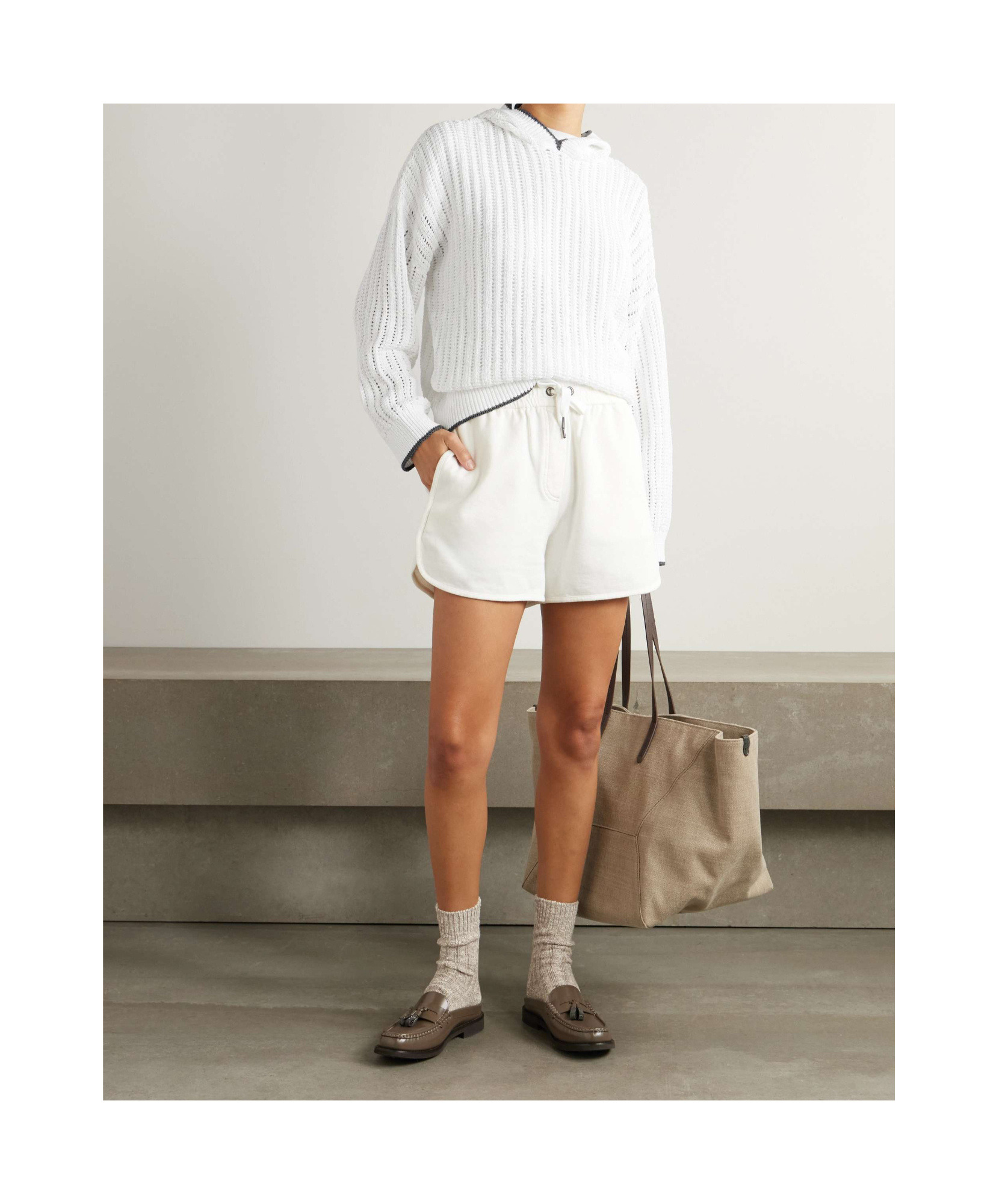 Brunello Cucinelli Monili-embellished Jumper In White