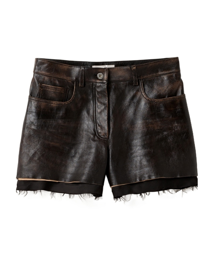 Miu Miu Nappa Leather Shorts In Black
